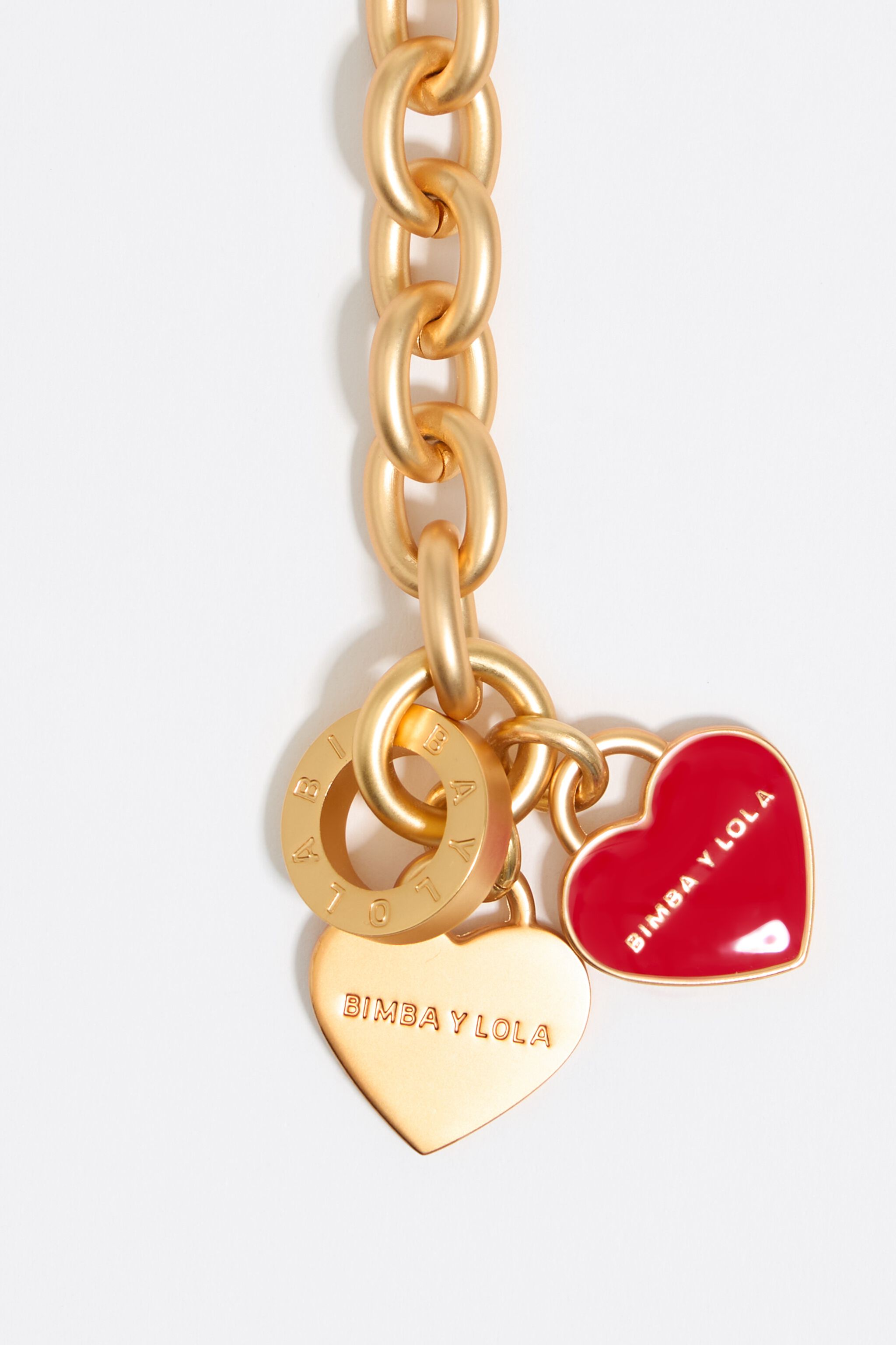 Gold-tone chain and pearl heart logo bracelet