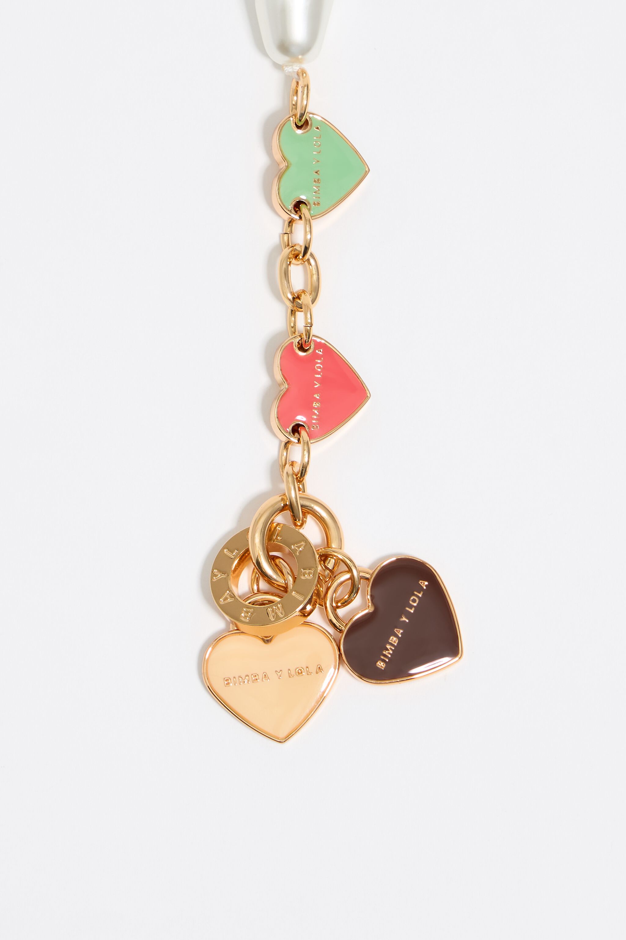 Gold-tone chain and pearl heart logos bracelet