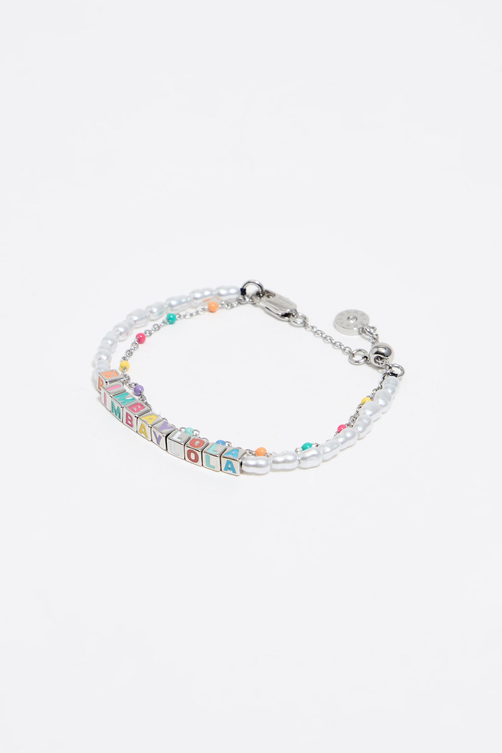 silver double-layer dice logo bracelet