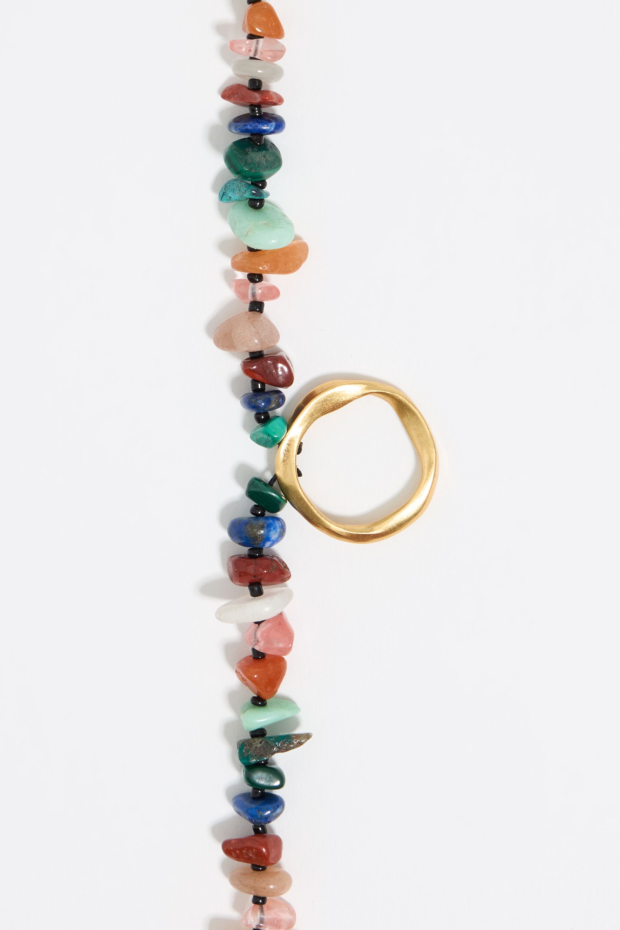 Matte gold multicolor stones necklace