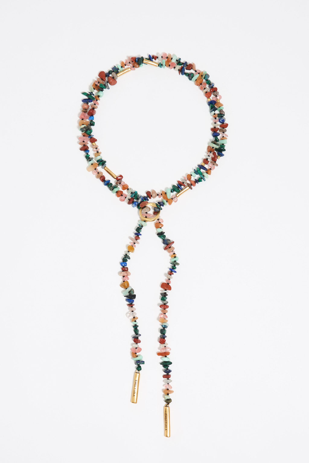 Matte gold multicolor stones necklace
