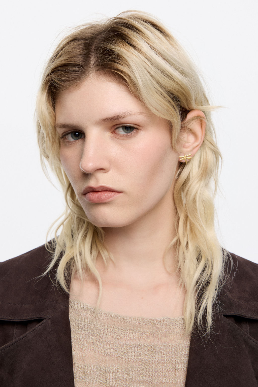 Matte gold-tone dragonfly earrings