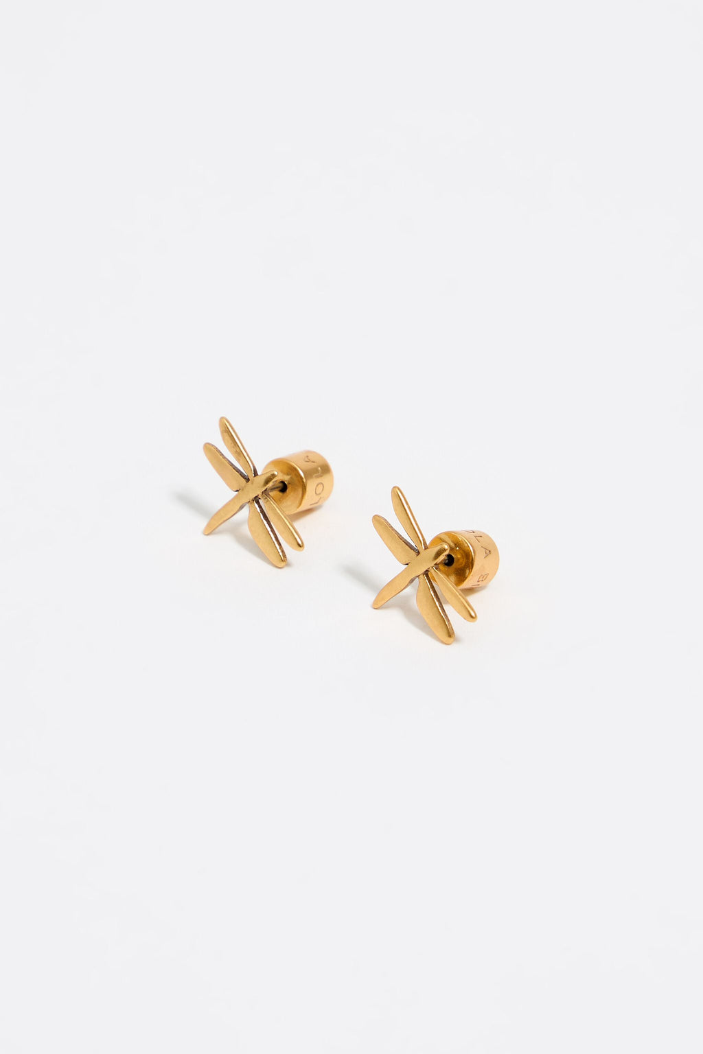 Matte gold-tone dragonfly earrings
