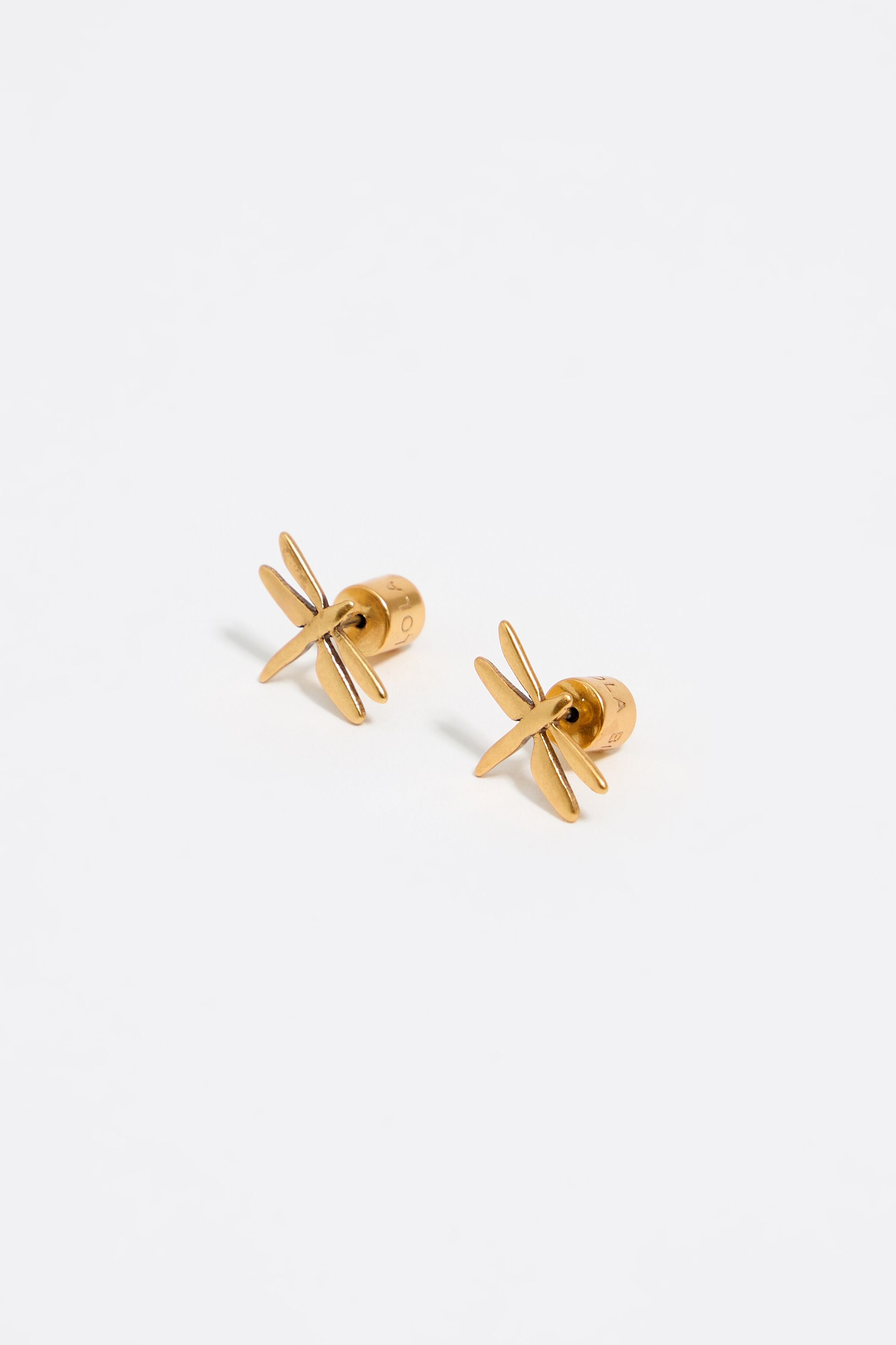 Matte gold-tone dragonfly earrings
