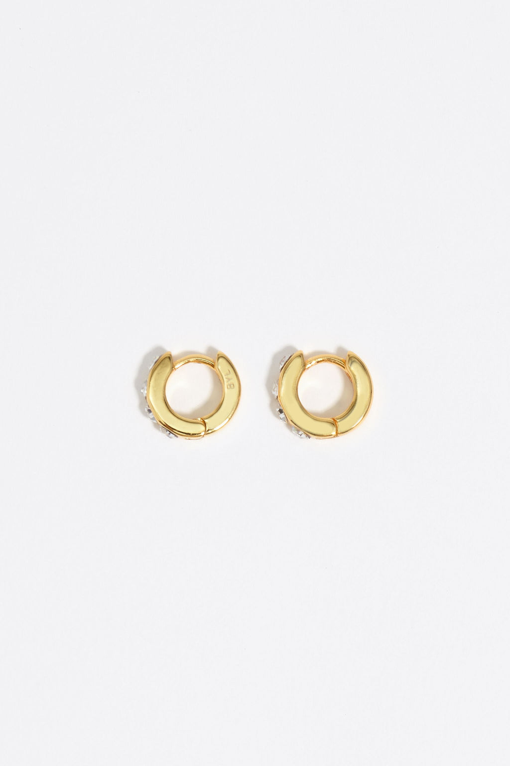 Golden mini hoop crystals earrings