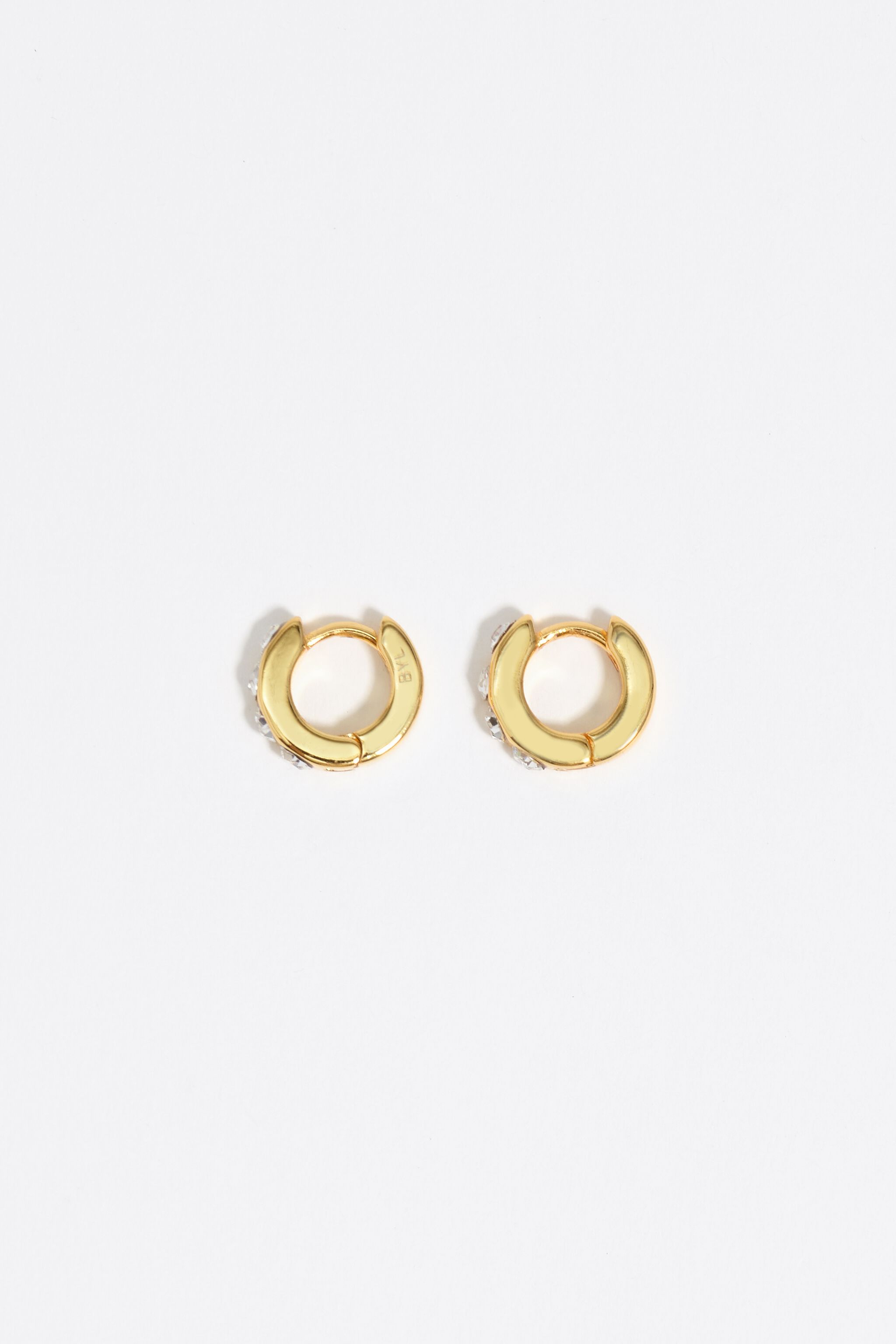 Golden mini hoop crystals earrings