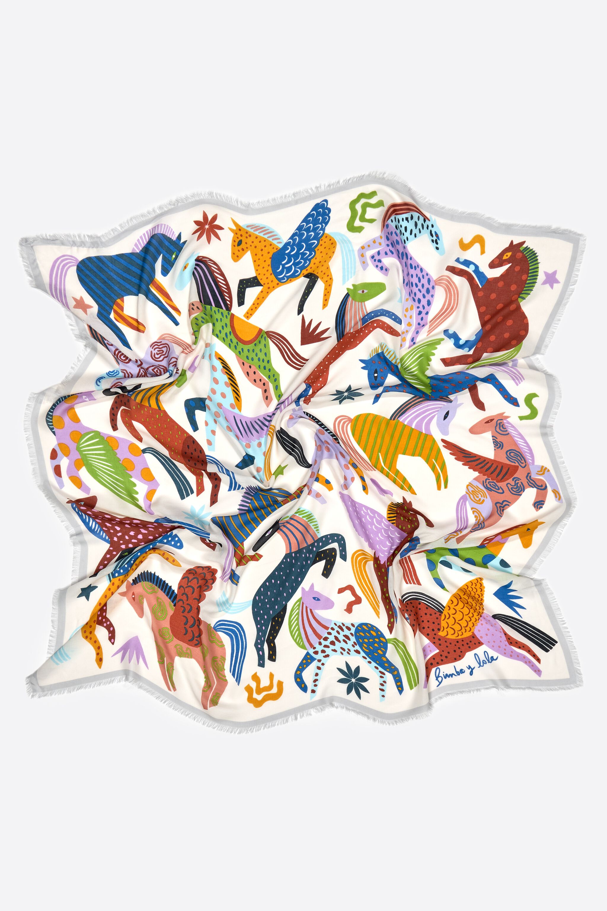 Off-white horse shawl with mini prints