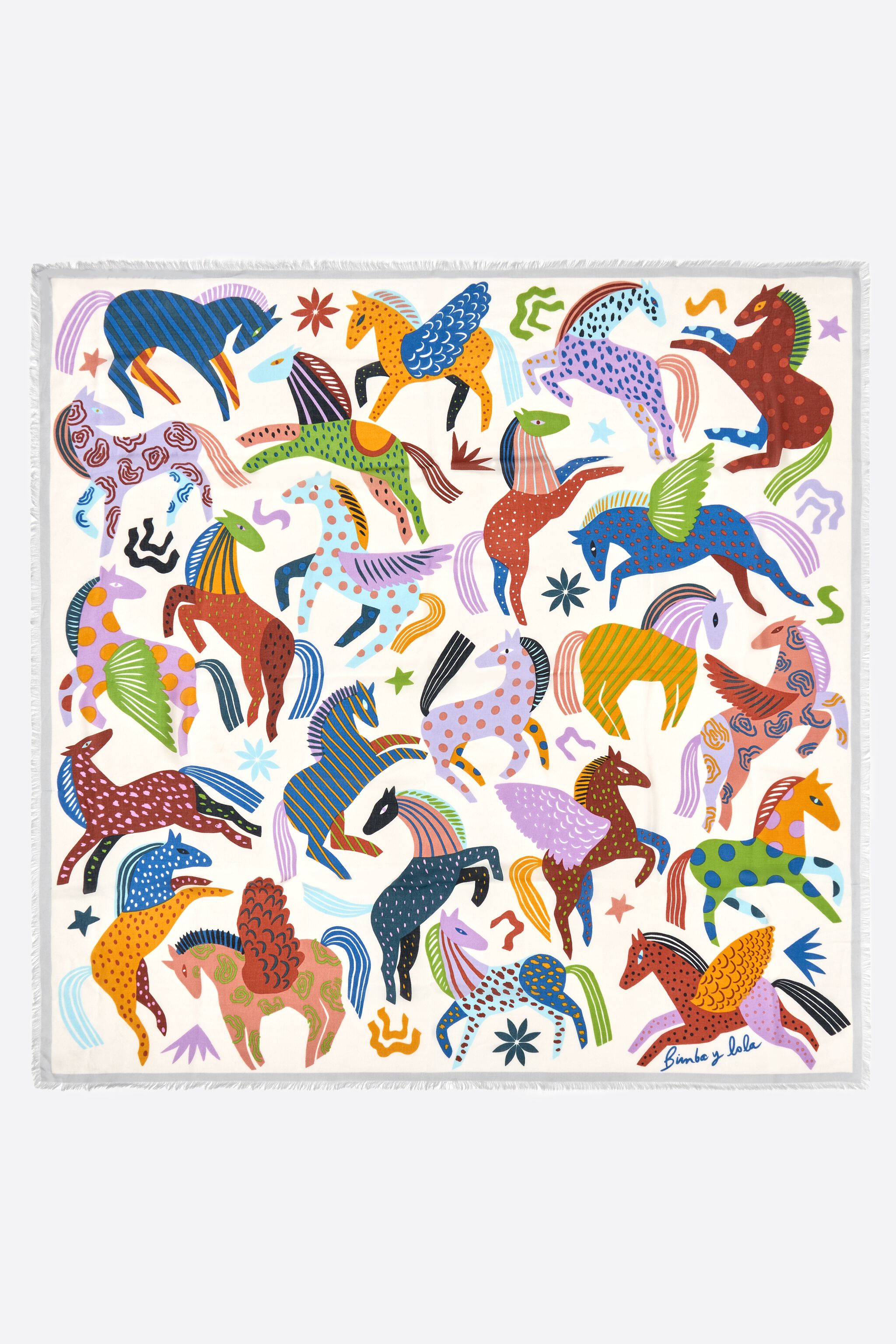 Off-white horse shawl with mini prints