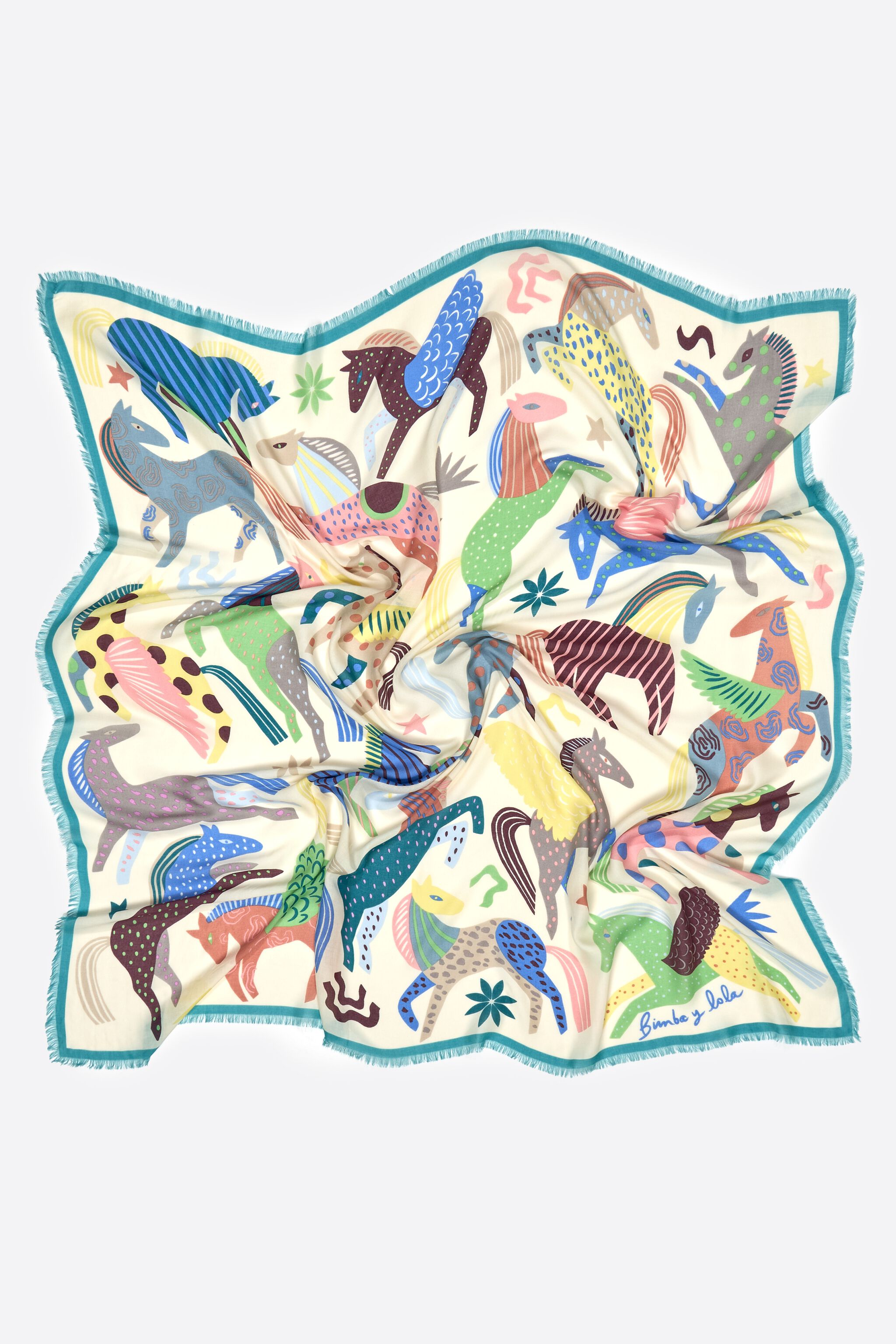 Pastel color horse shawl with mini prints
