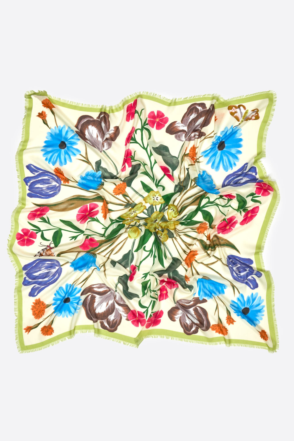 Lime botanical flowers shawl