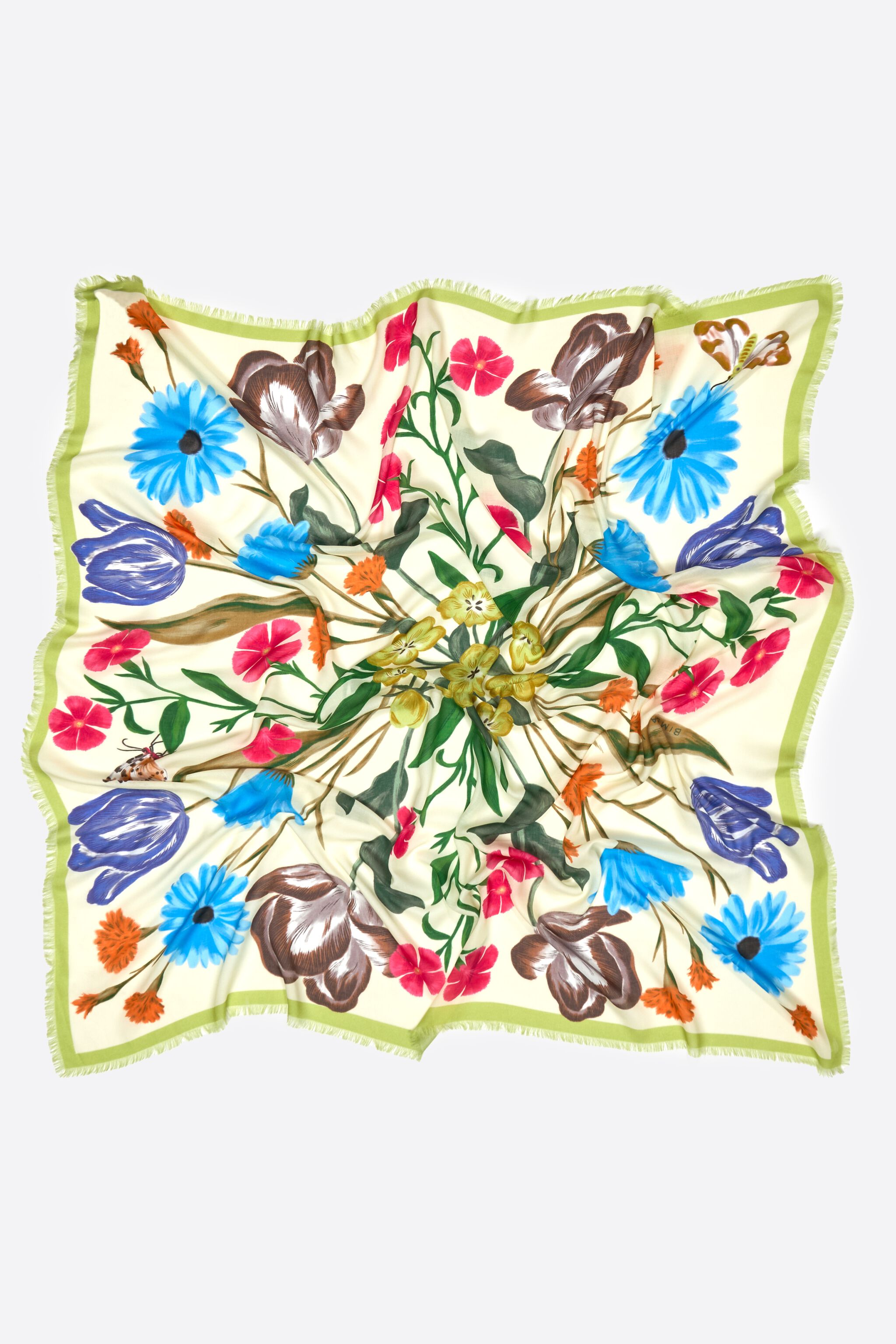 Lime botanical flowers shawl