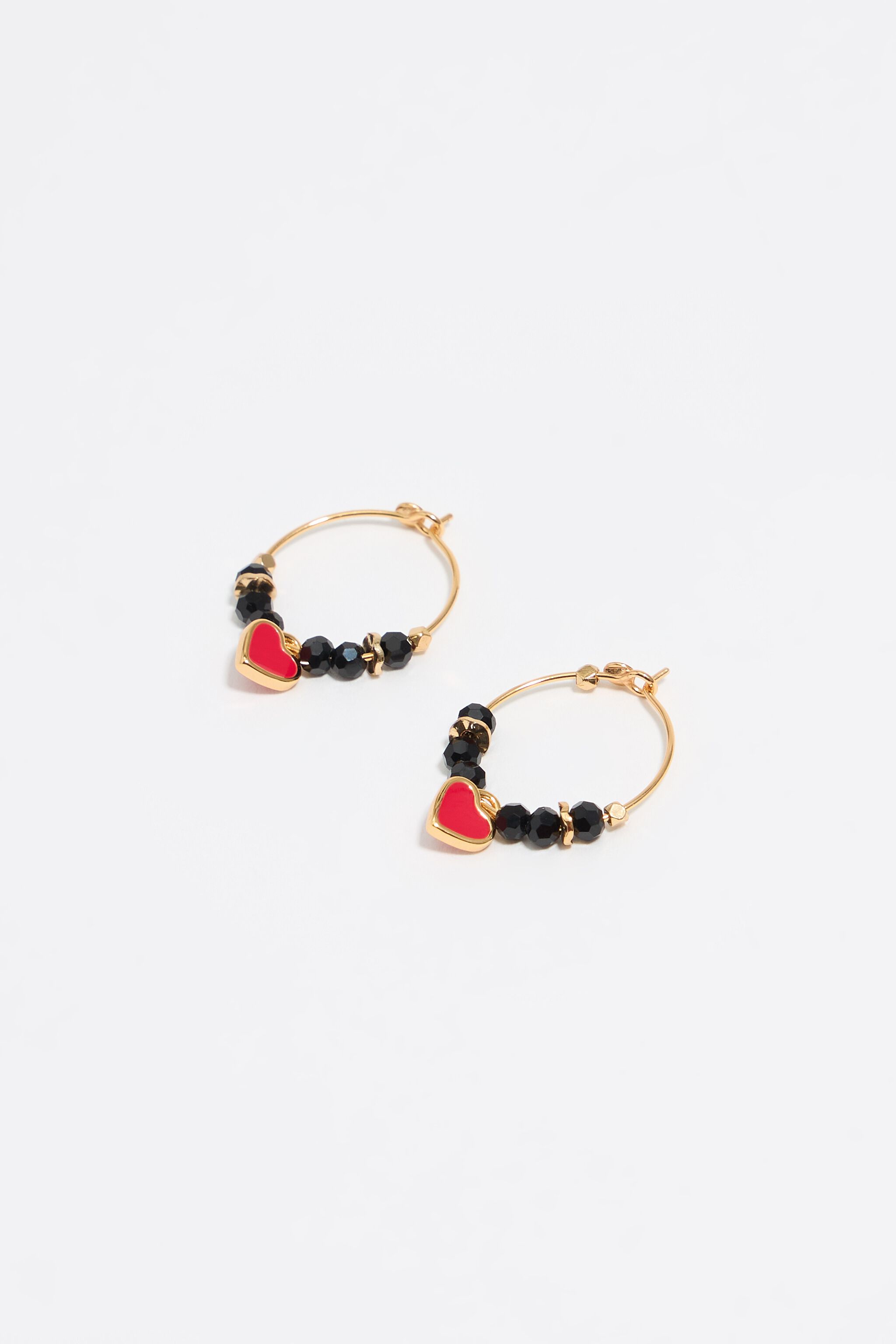 Red heart crystals hoop earrings
