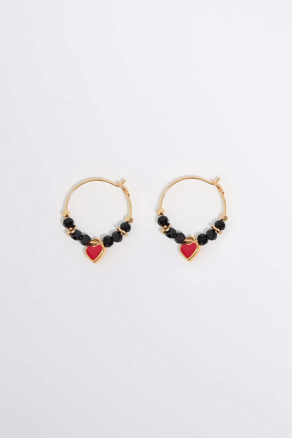 Red heart crystals hoop earrings