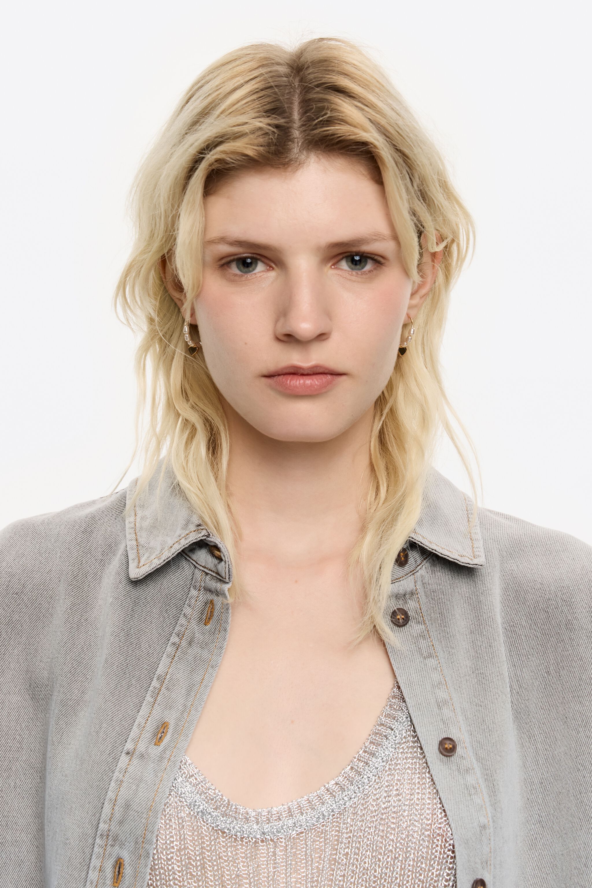 Gold-tone heart and pearls hoop earrings