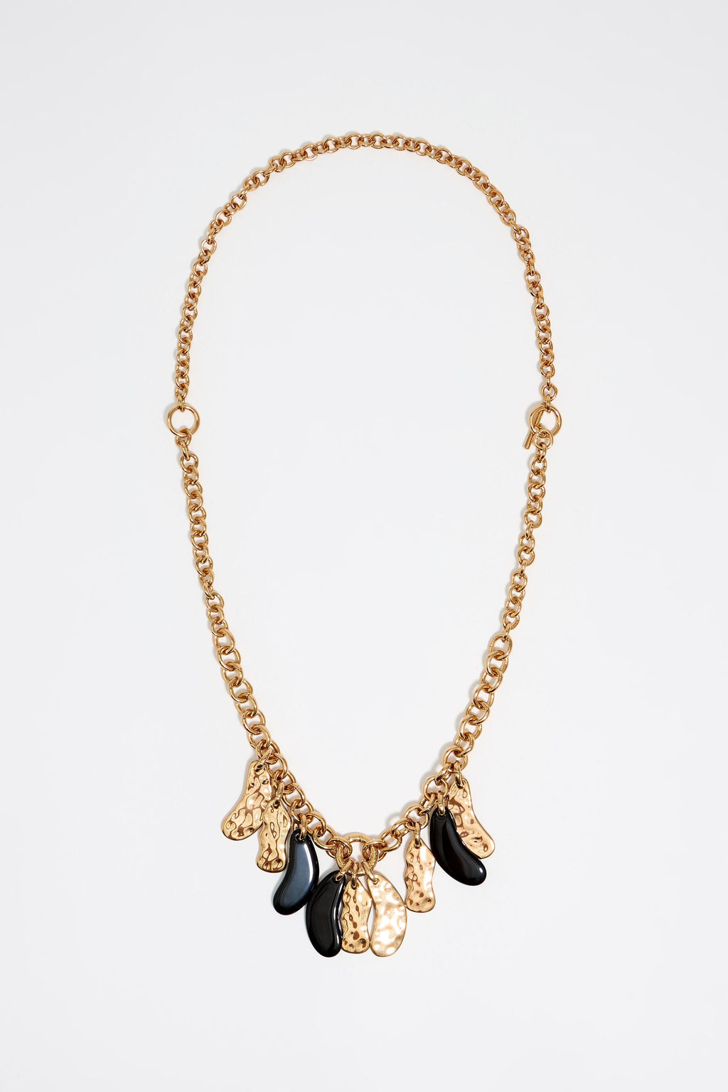 Black textured petals and chain necklace