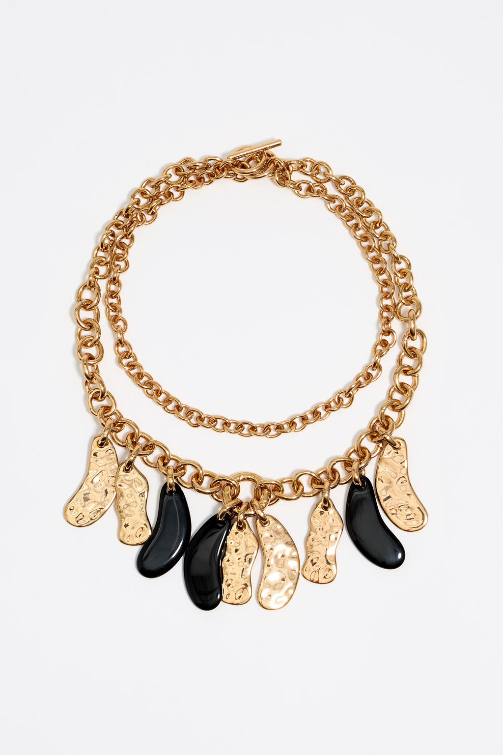 Black textured petals and chain necklace