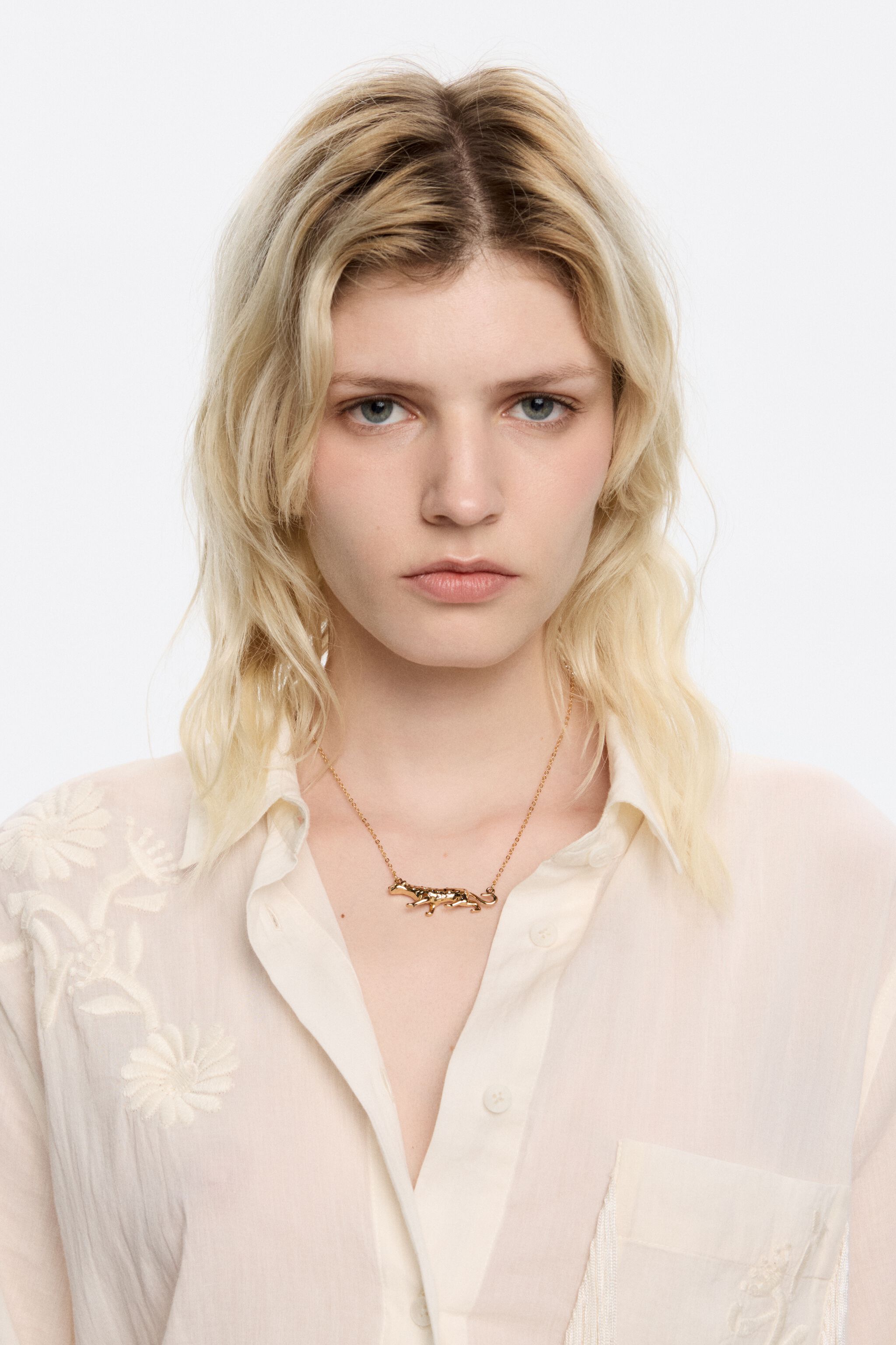 Dark gold panther necklace