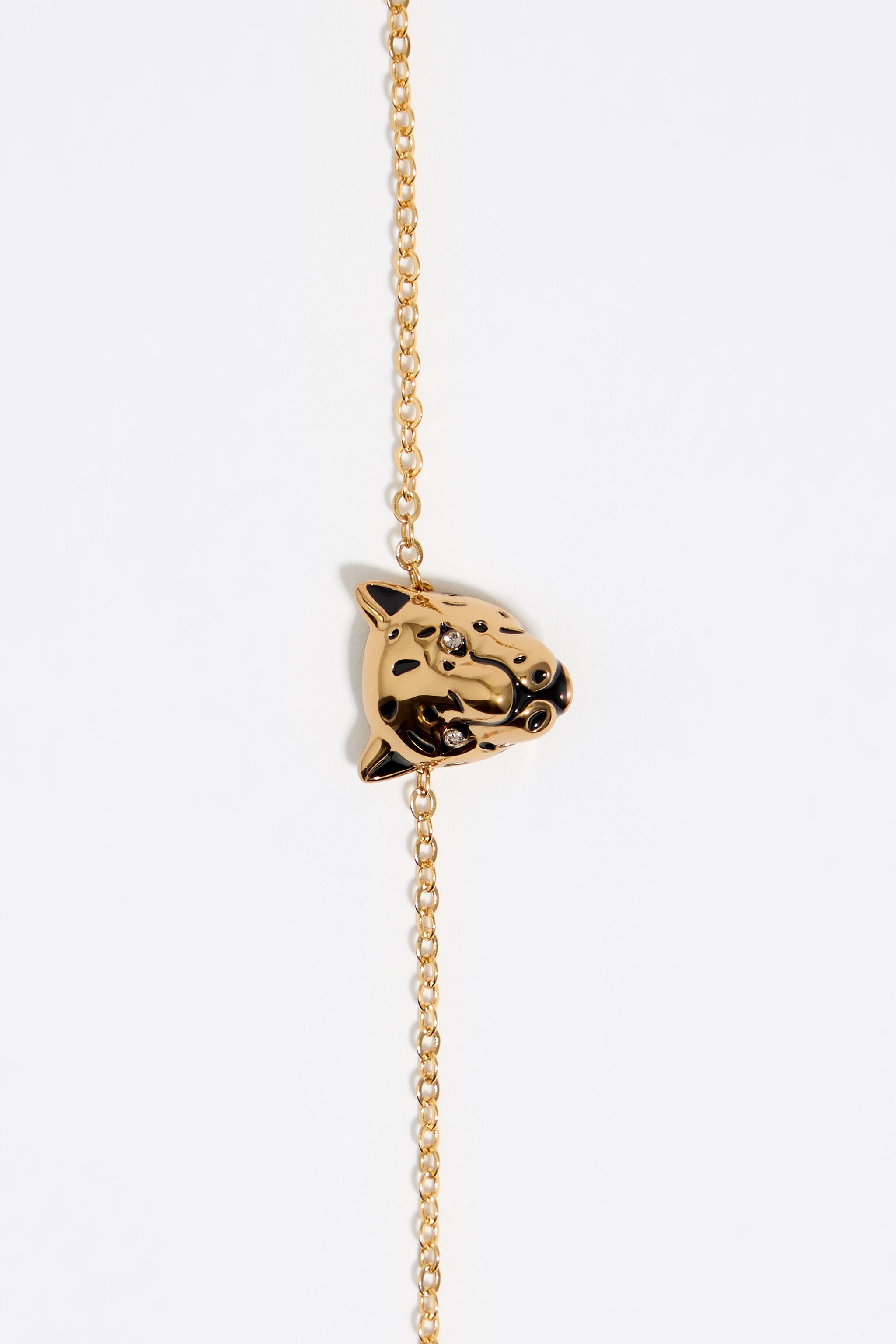 Dark gold panther head necklace