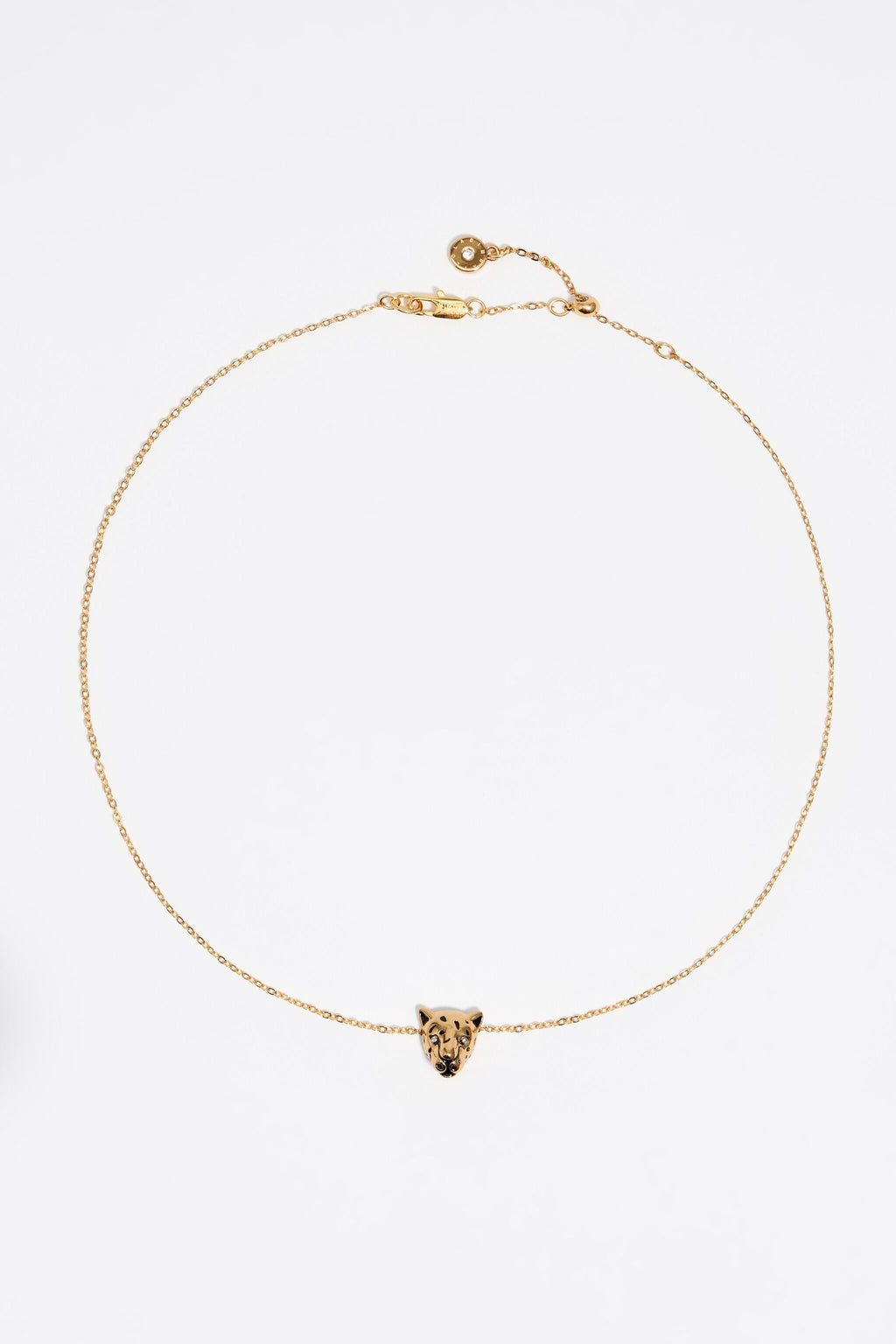 Dark gold panther head necklace