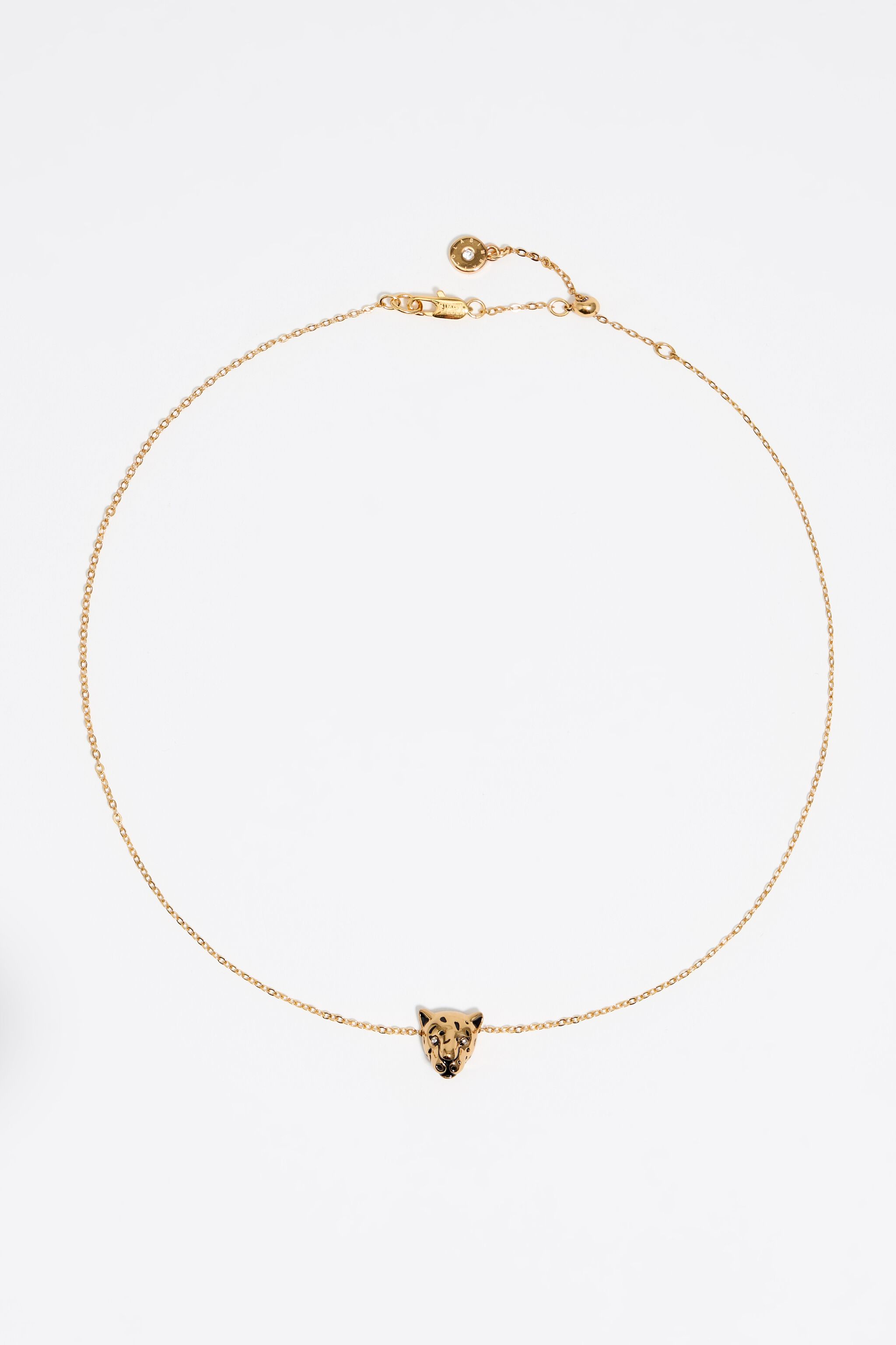 Dark gold panther head necklace