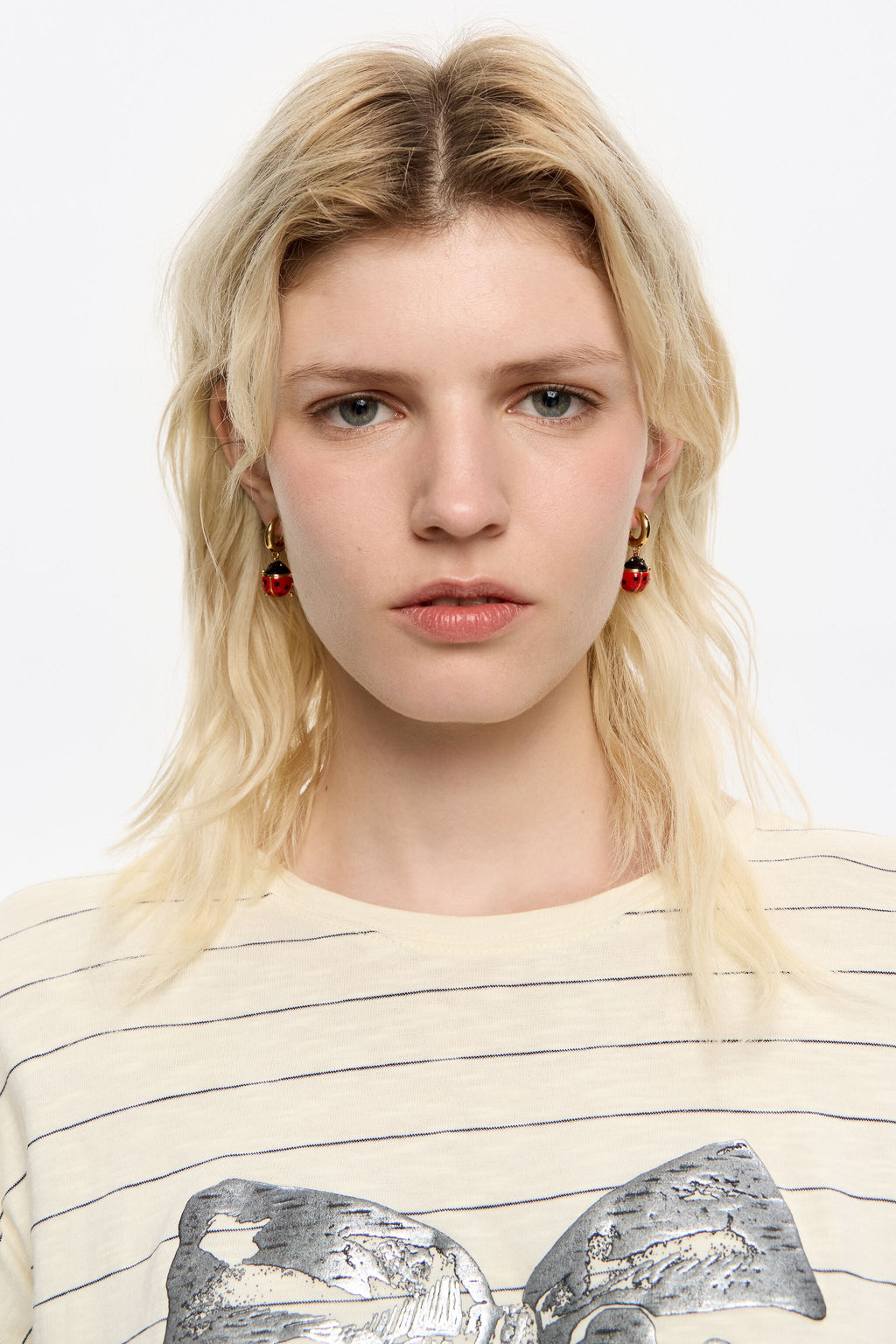 Red ladybug hoop earrings