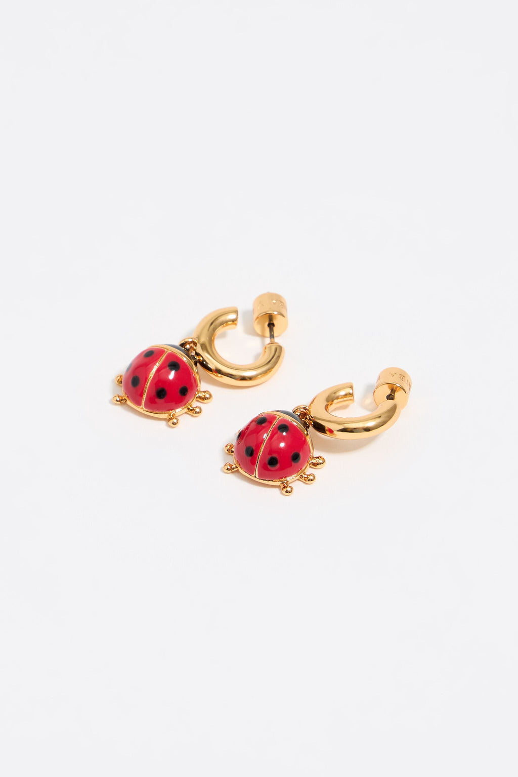 Red ladybug hoop earrings