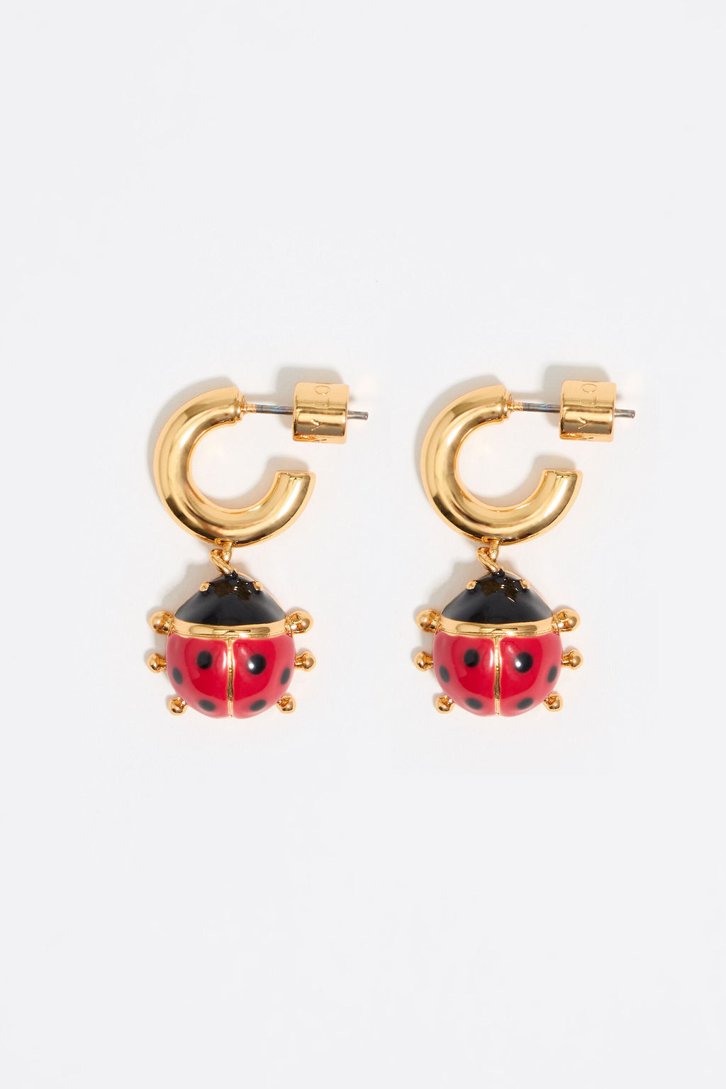 Red ladybug hoop earrings