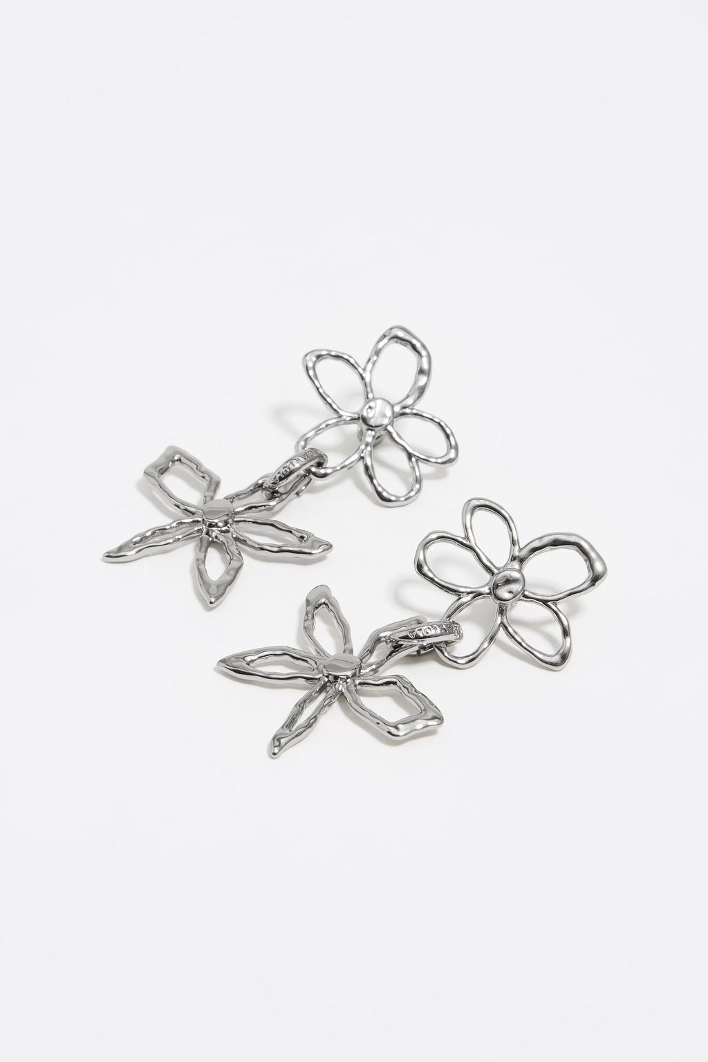 Textured silver flower earrings