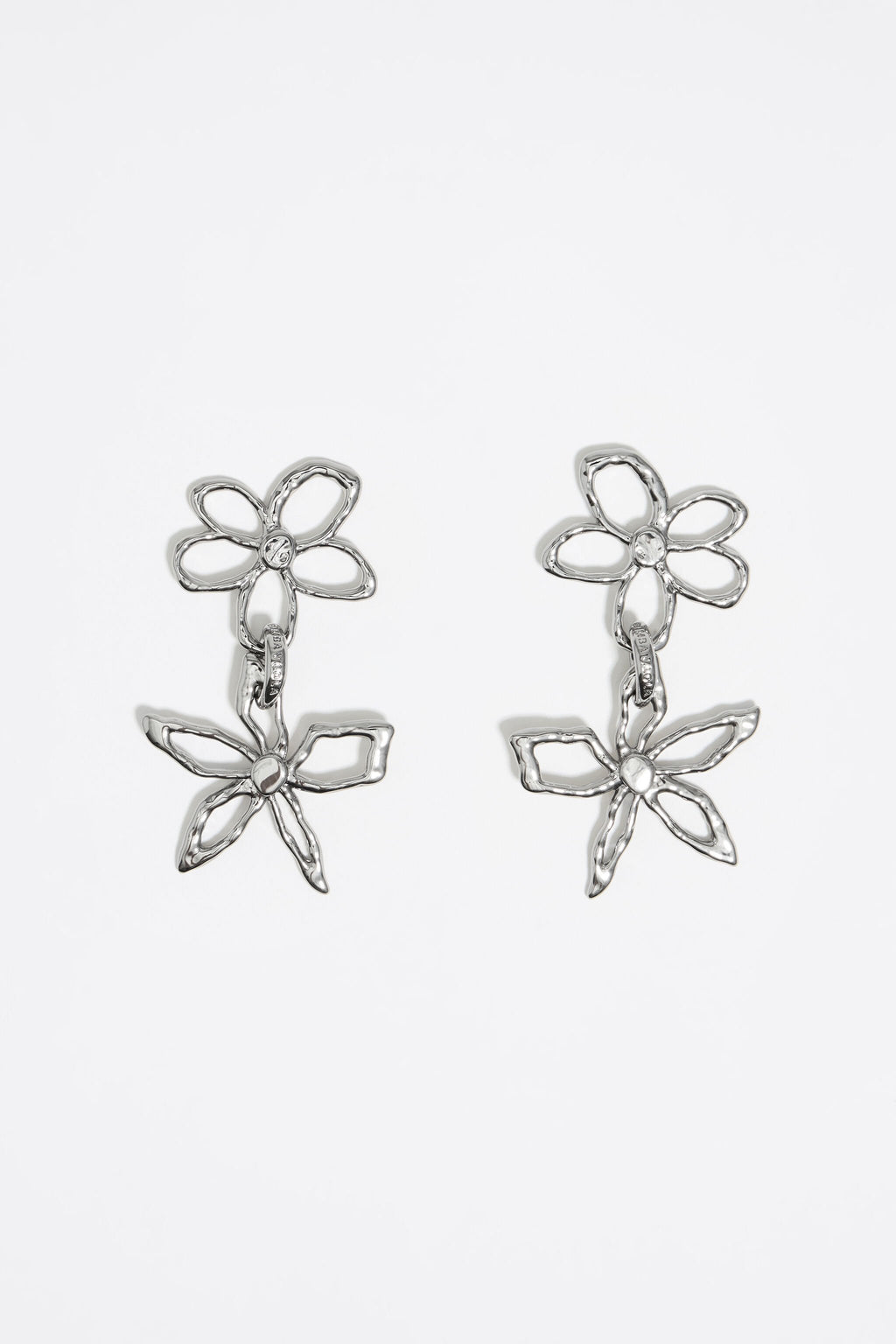 Textured silver flower earrings