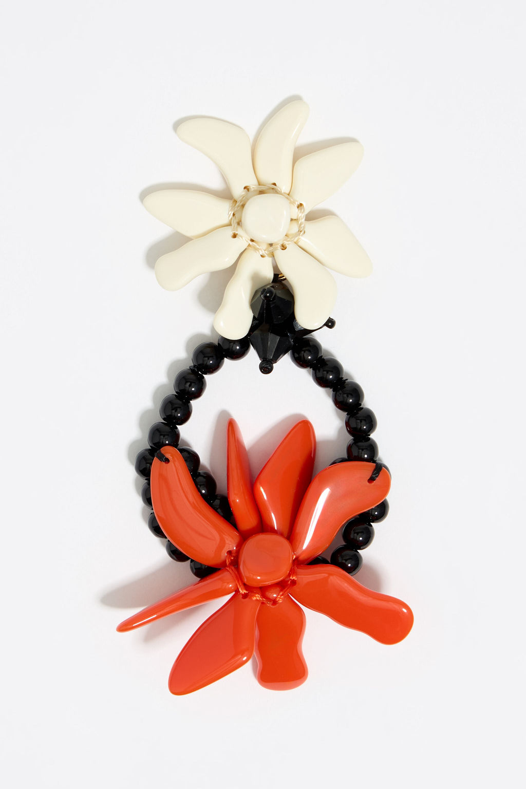 Ivory and coral flowers earrings