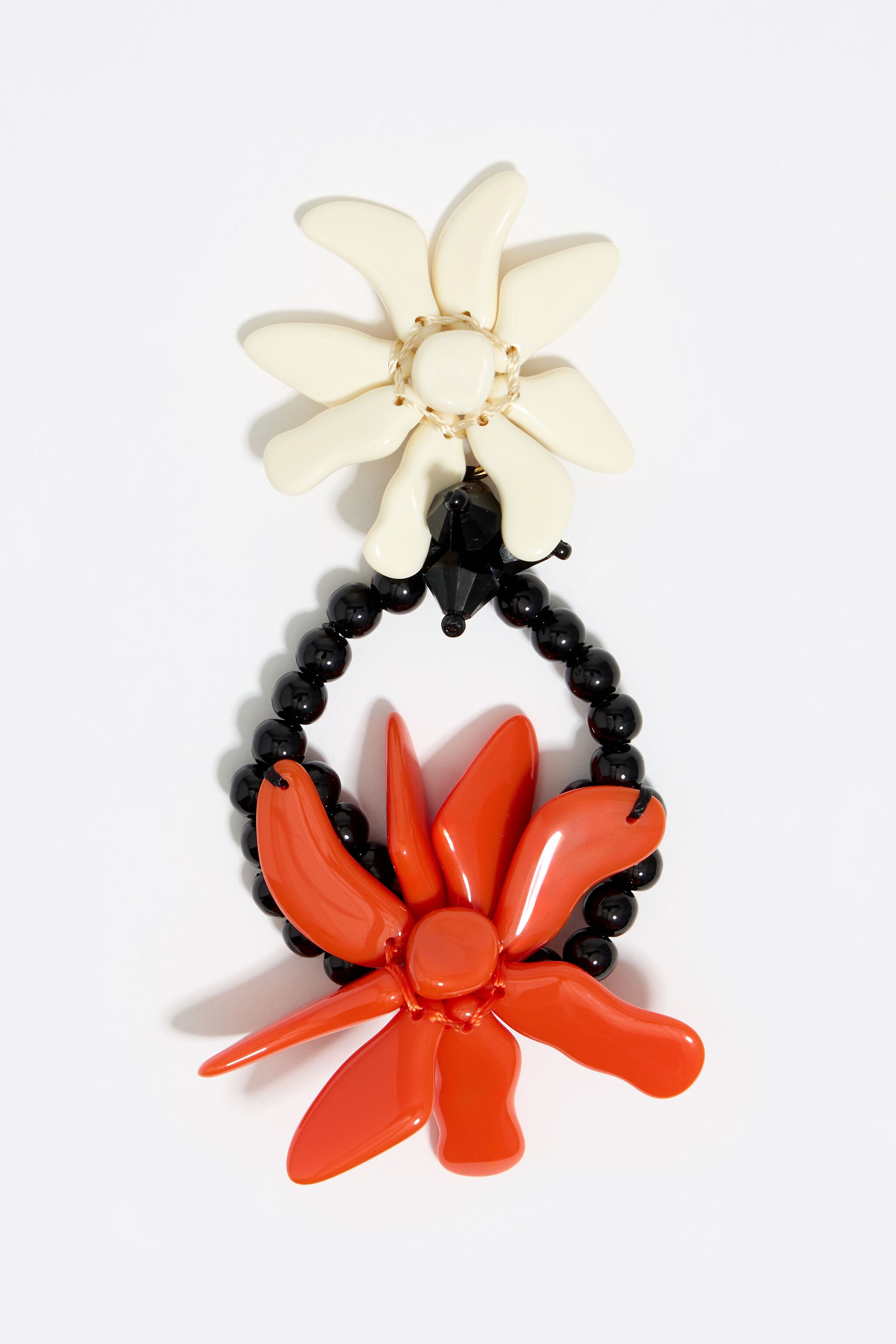 Ivory and coral flowers earrings