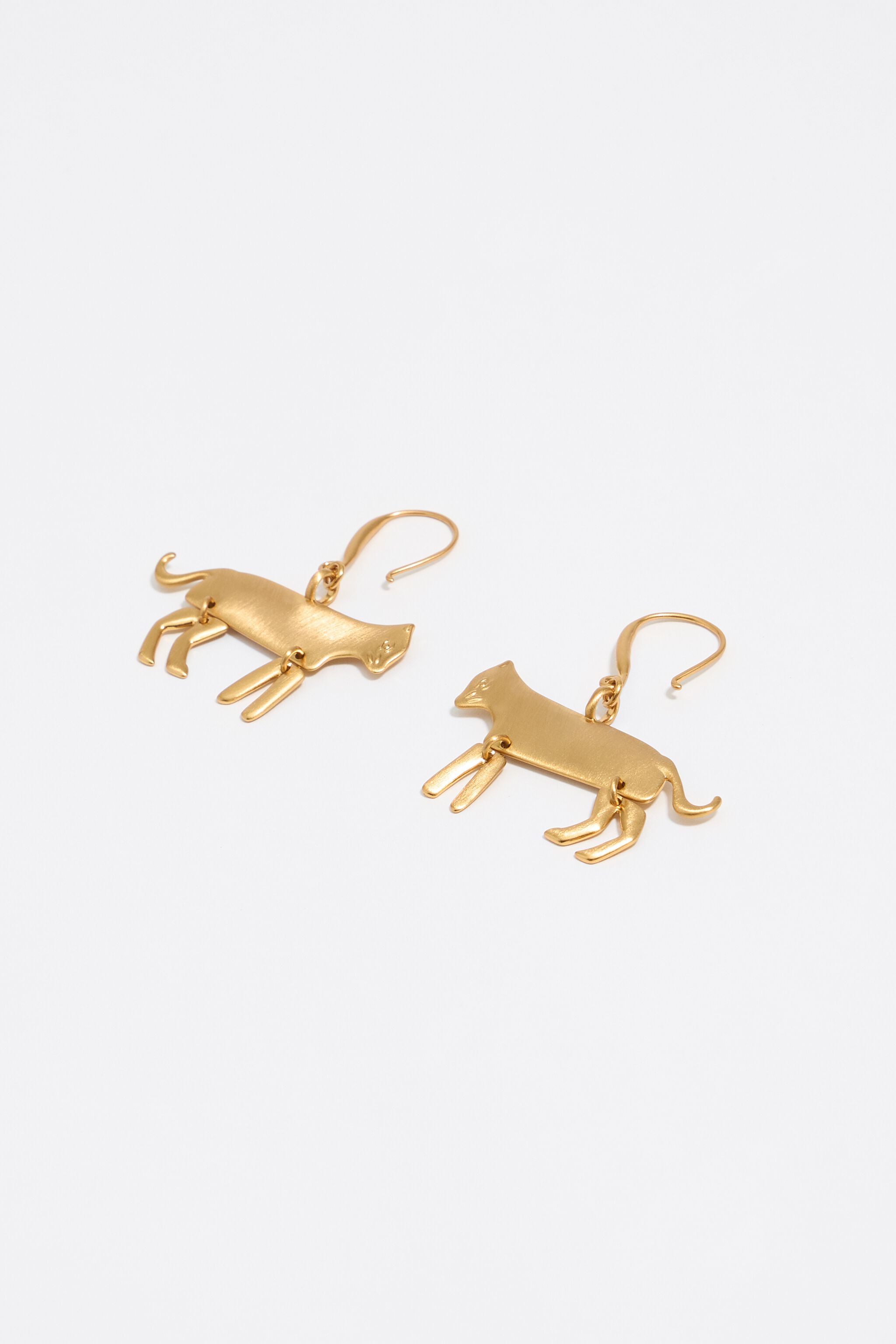 Gold-tone metal motif hook earrings