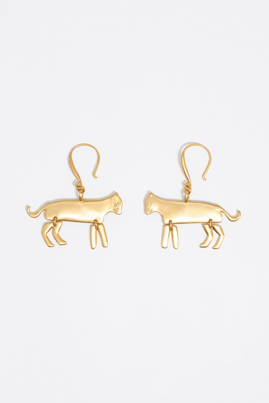 Gold-tone metal motif hook earrings