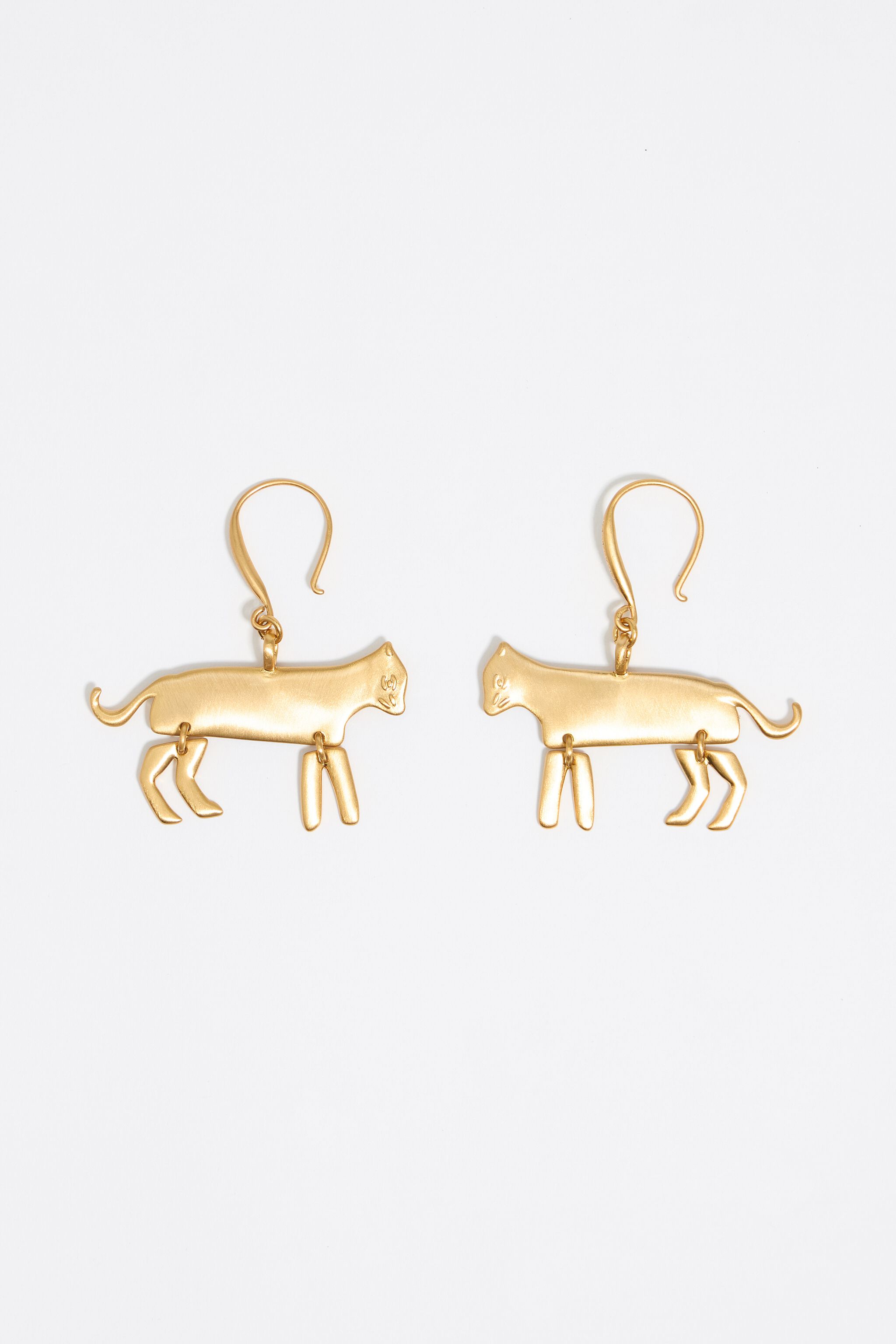 Gold-tone metal motif hook earrings