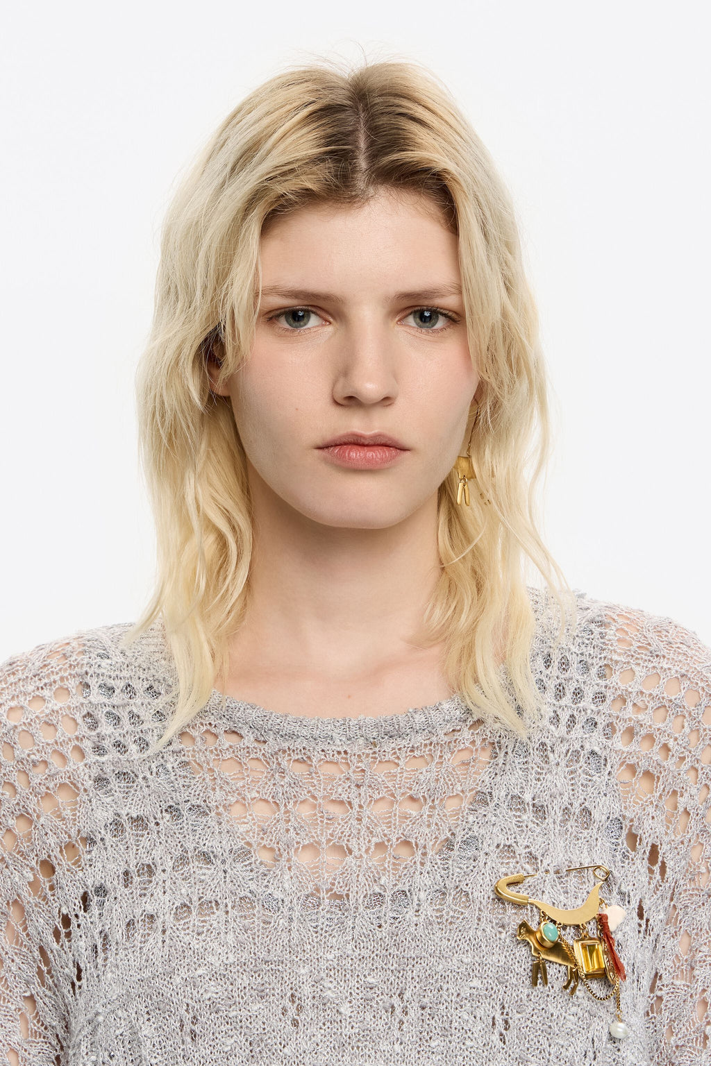 Gold-tone metal motifs brooch