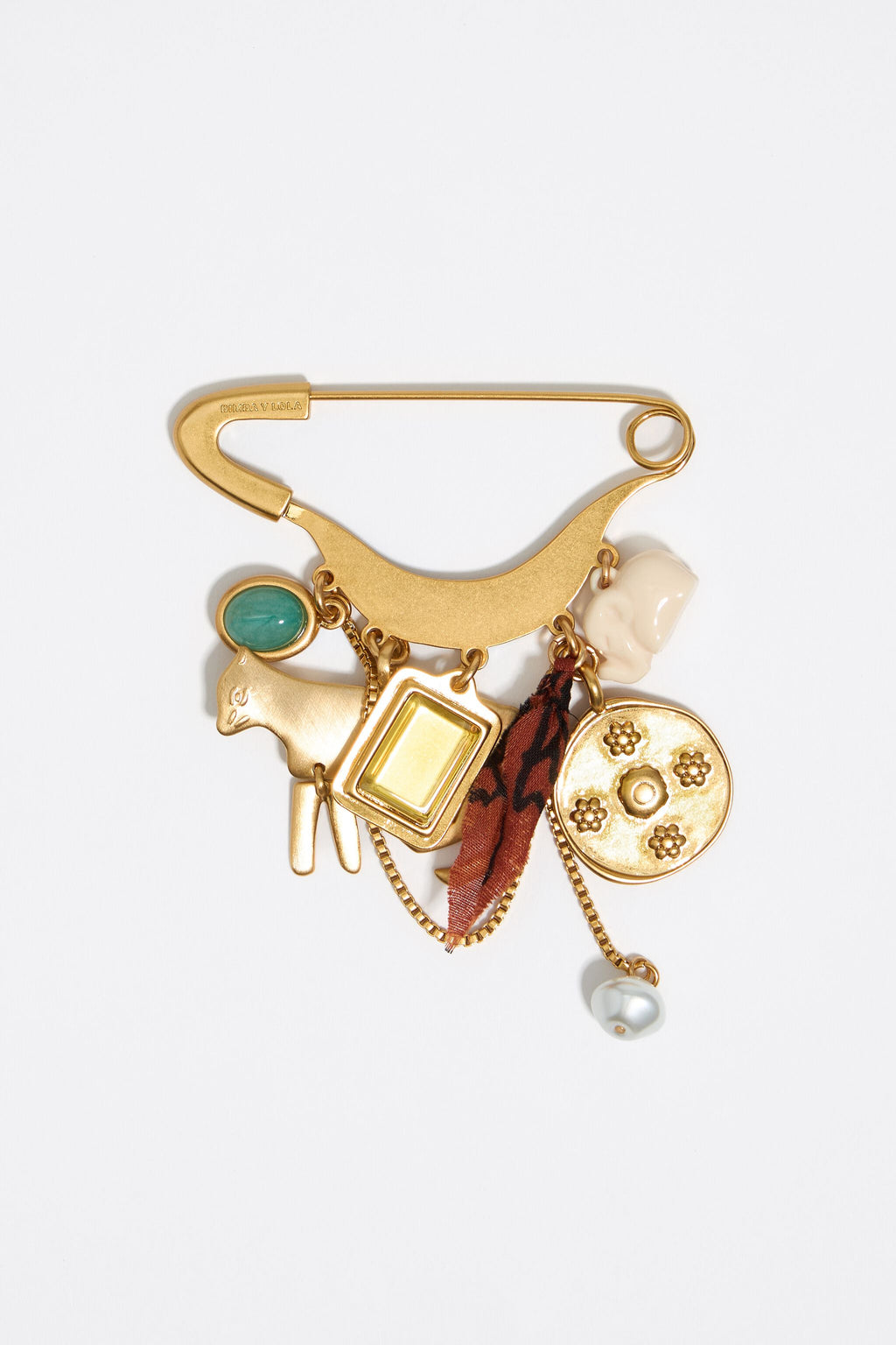 Gold-tone metal motifs brooch