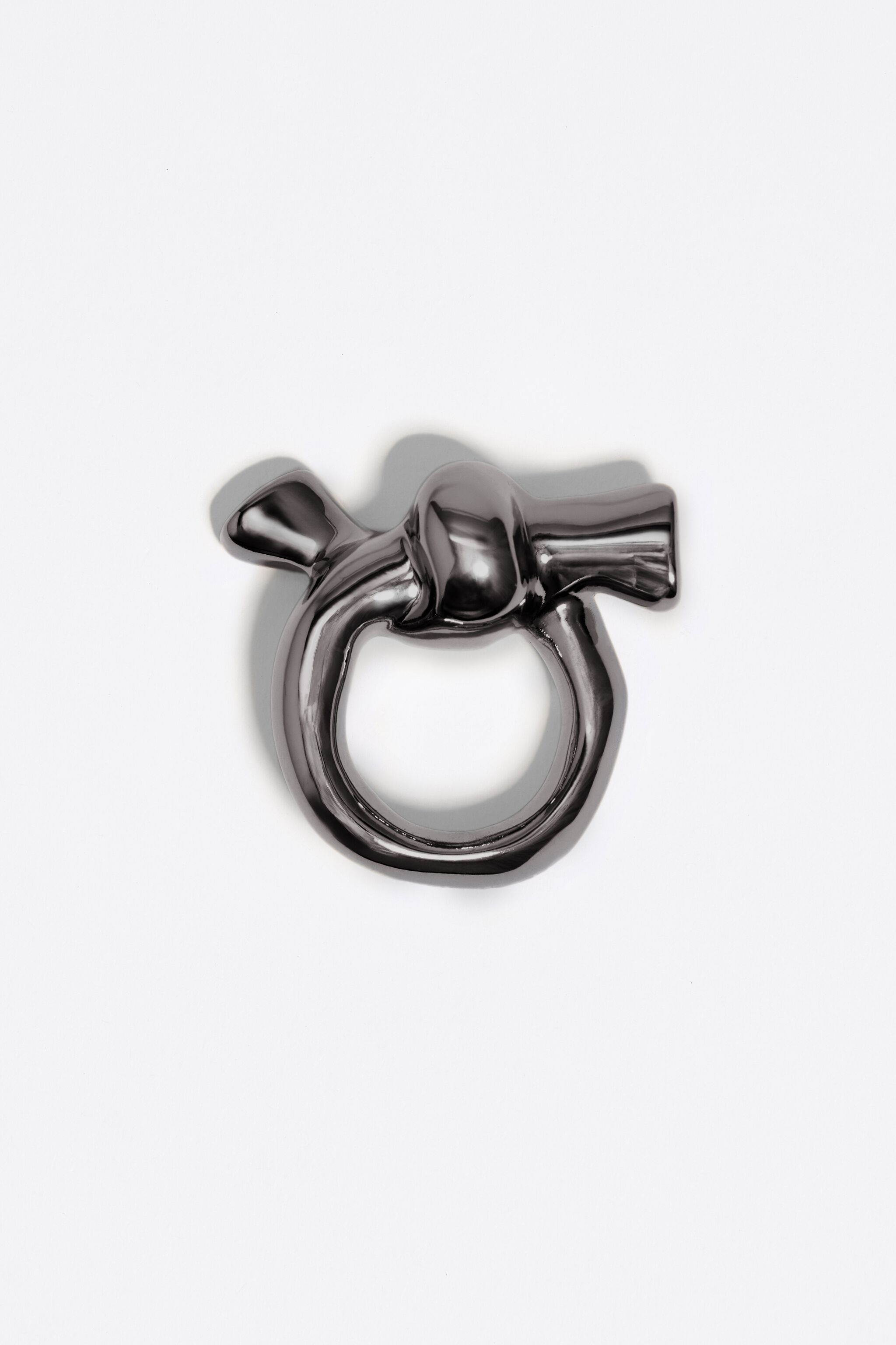 Metallic black knot scarf ring