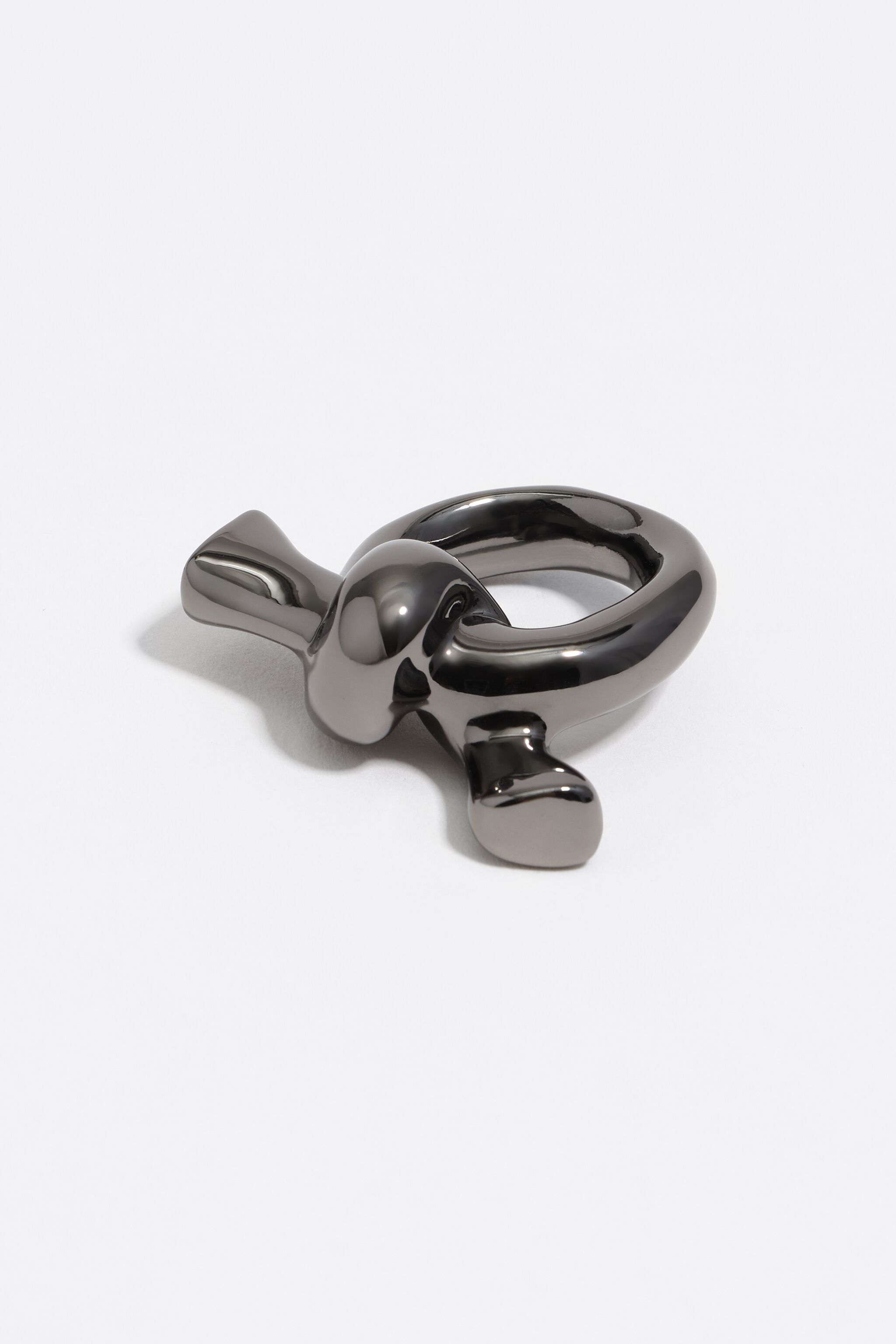 Metallic black knot scarf ring
