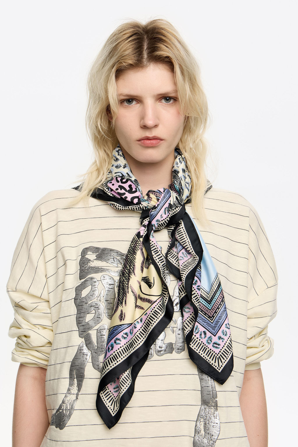 Pastel cat heart and borders scarf