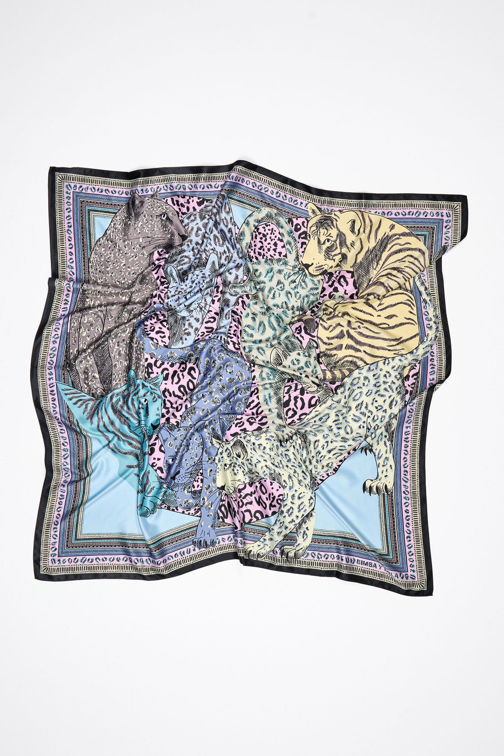 Pastel cat heart and borders scarf