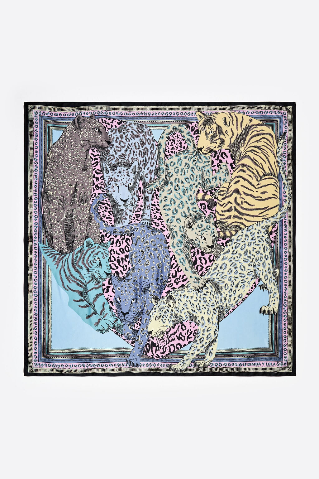 Pastel cat heart and borders scarf