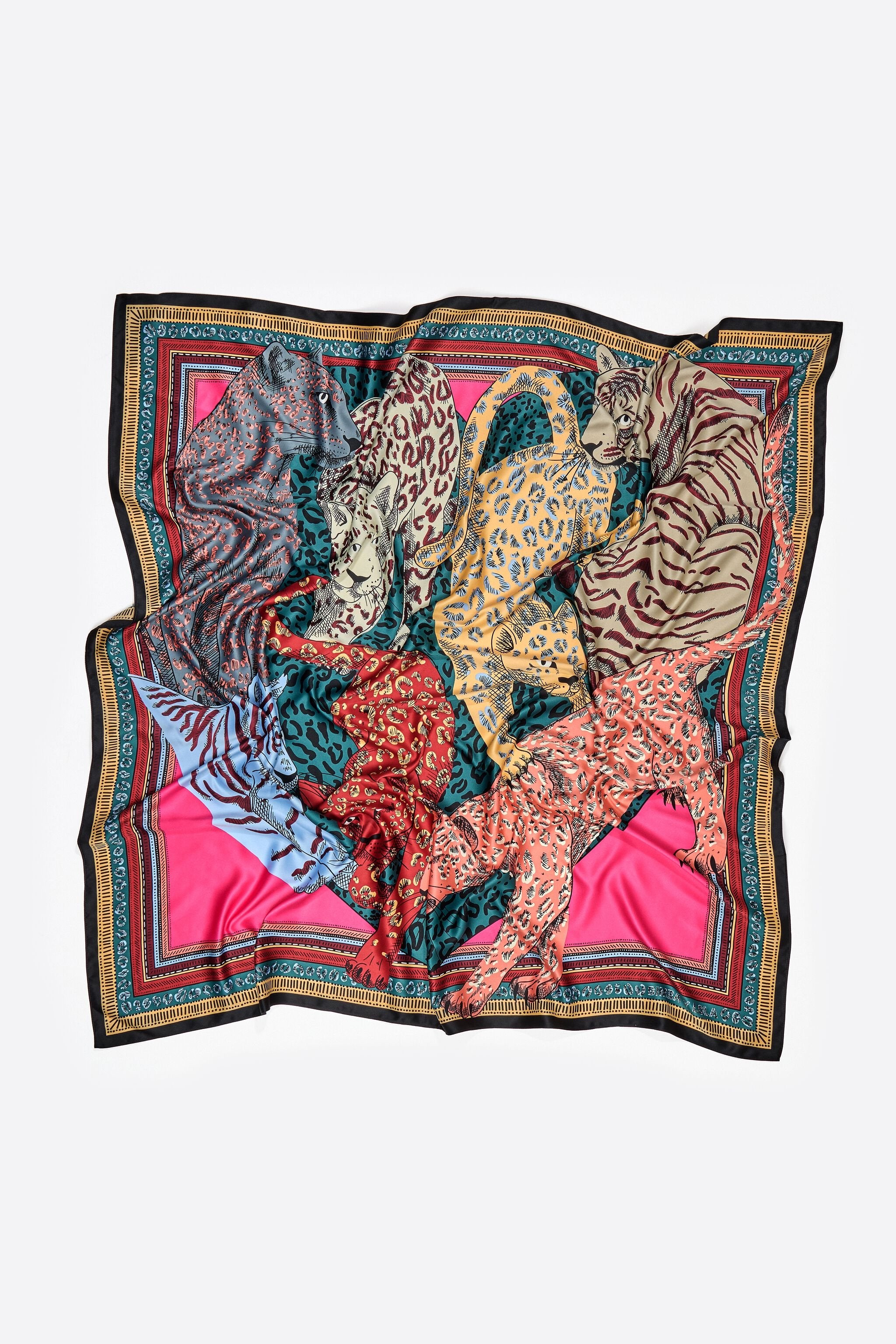 Aquamarine cats heart scarf with borders