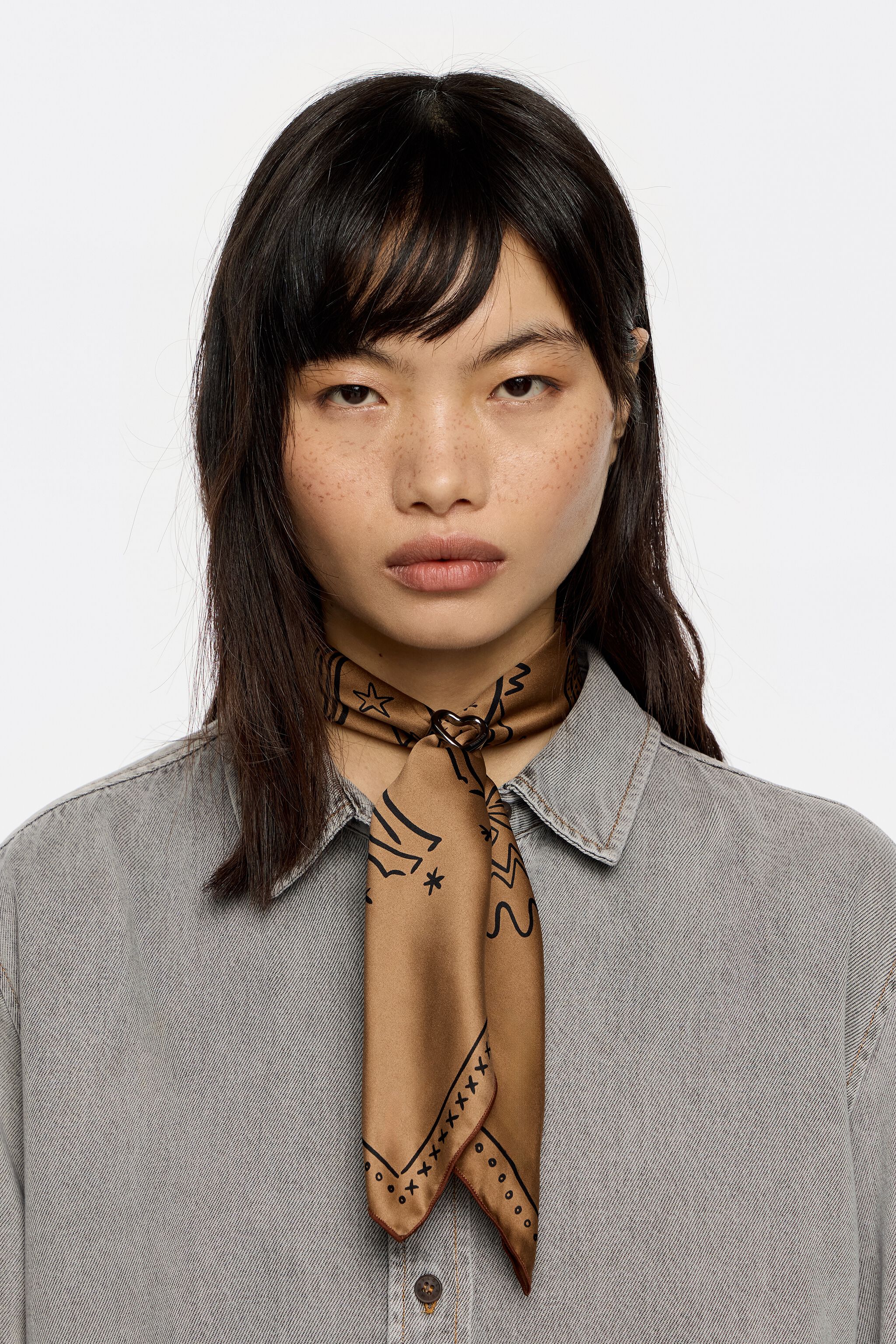 Brown esoteric scarf bag charm