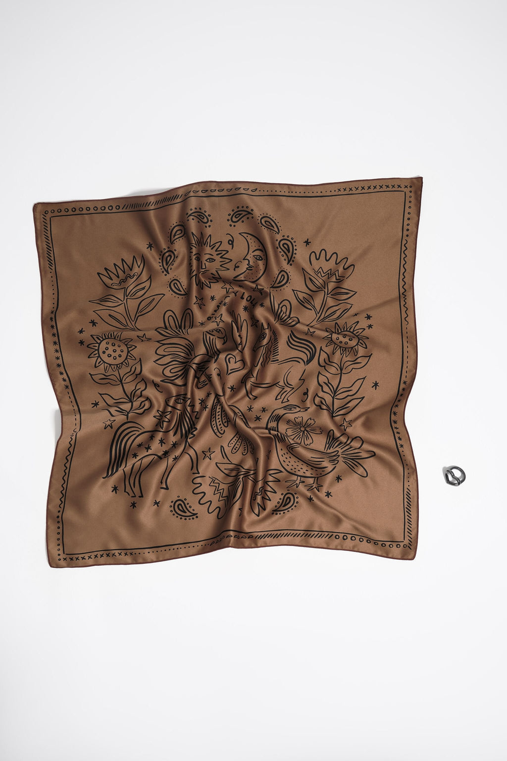 Brown esoteric scarf bag charm