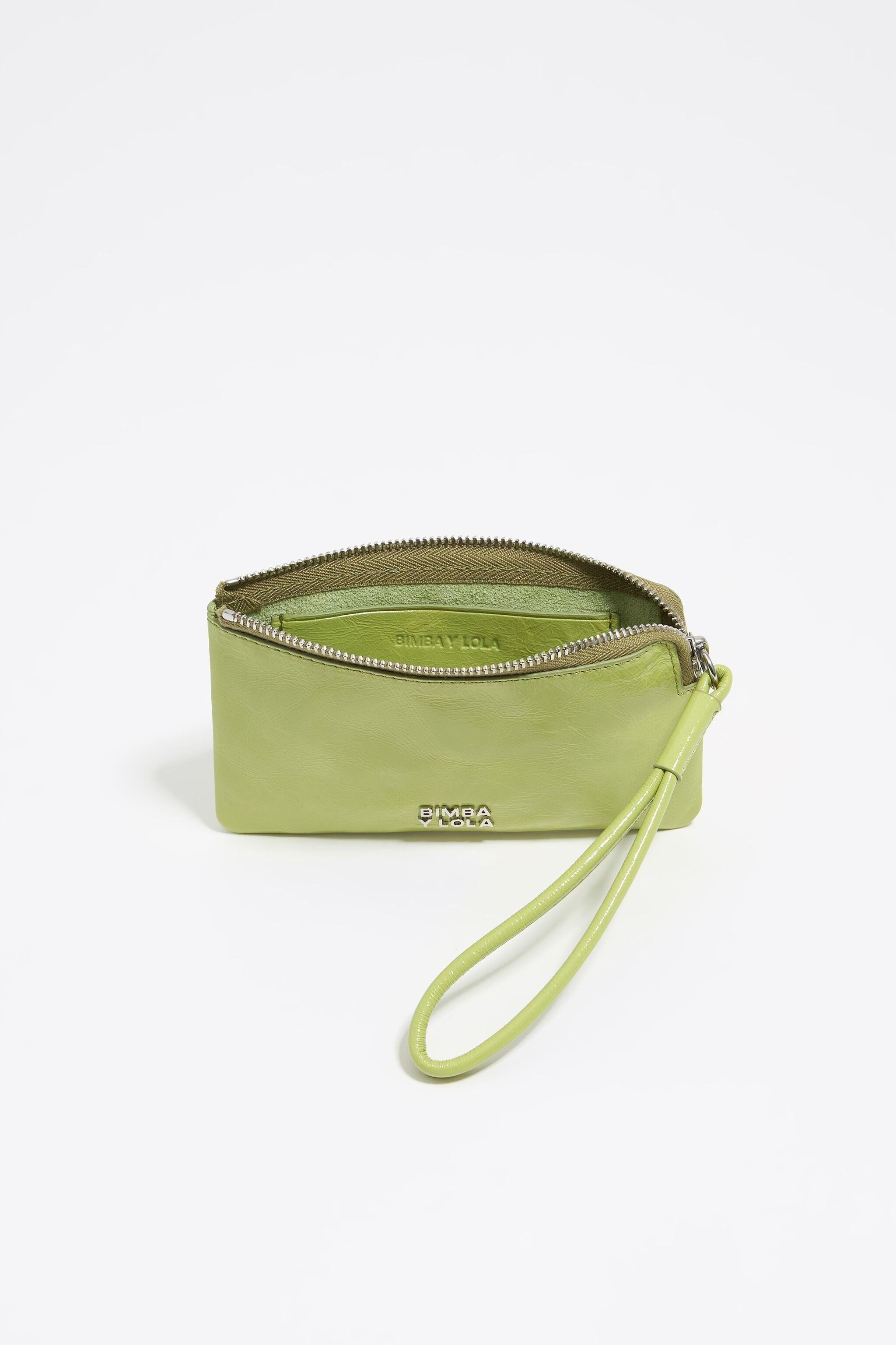 Small lime leather coin purse