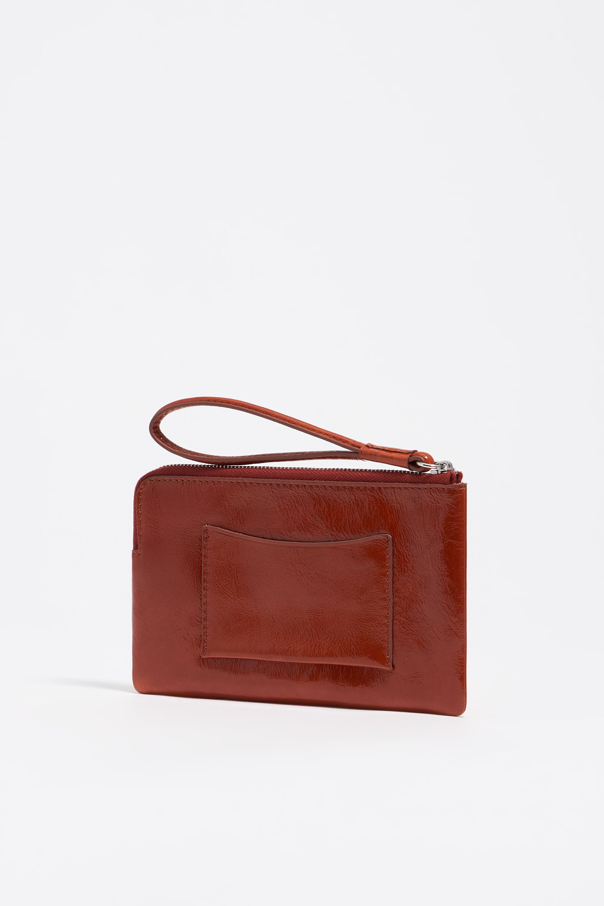 Large burnt orange leather coin purse