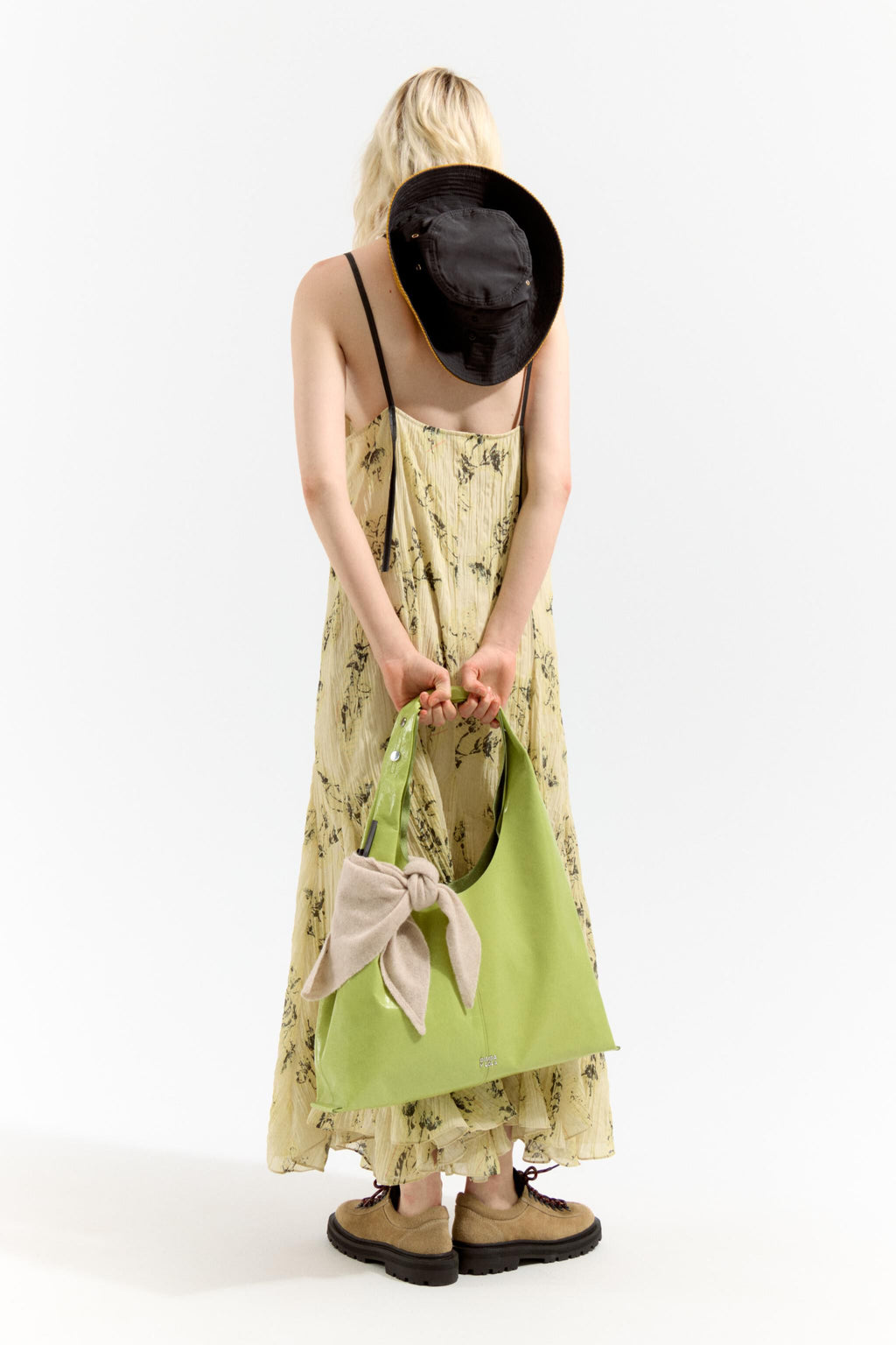 Lime leather maxi Bikini Paper bag