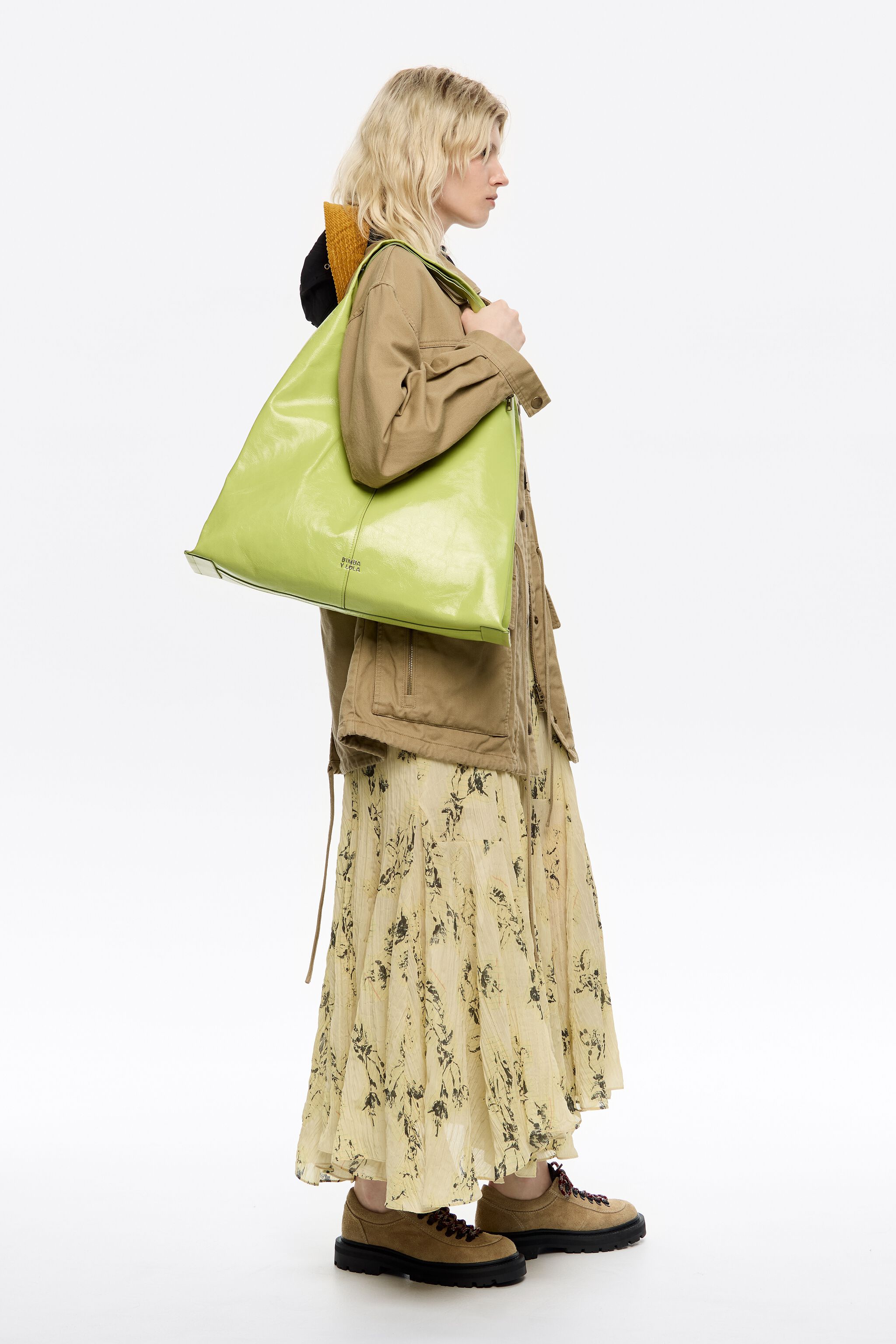 Lime leather maxi Bikini Paper bag