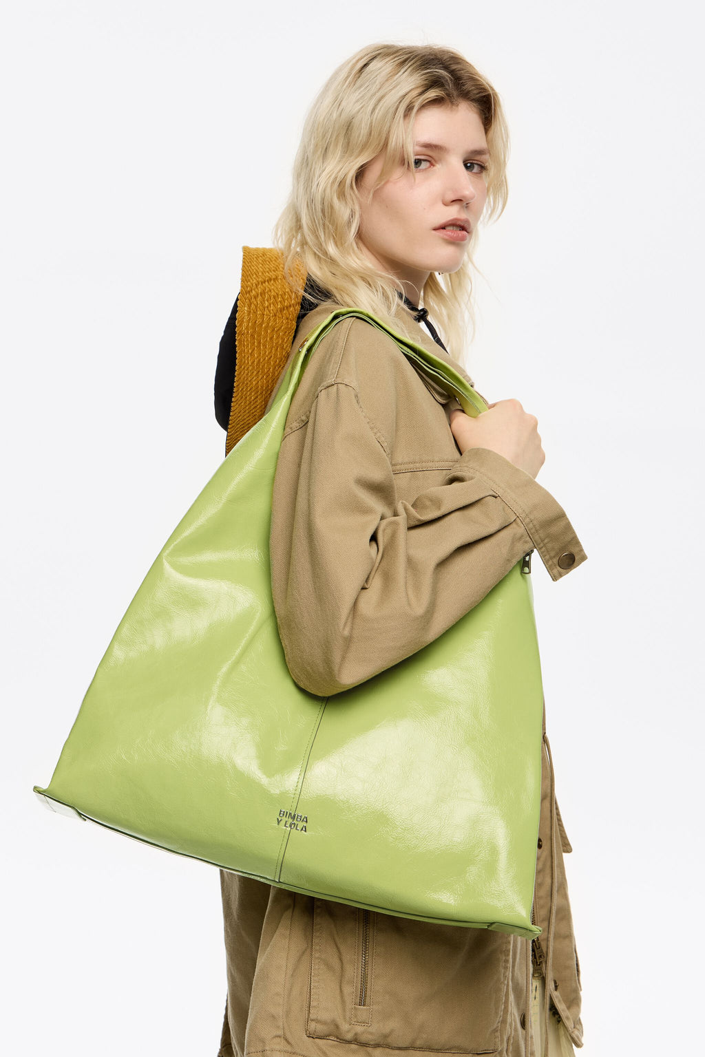 Lime leather maxi Bikini Paper bag