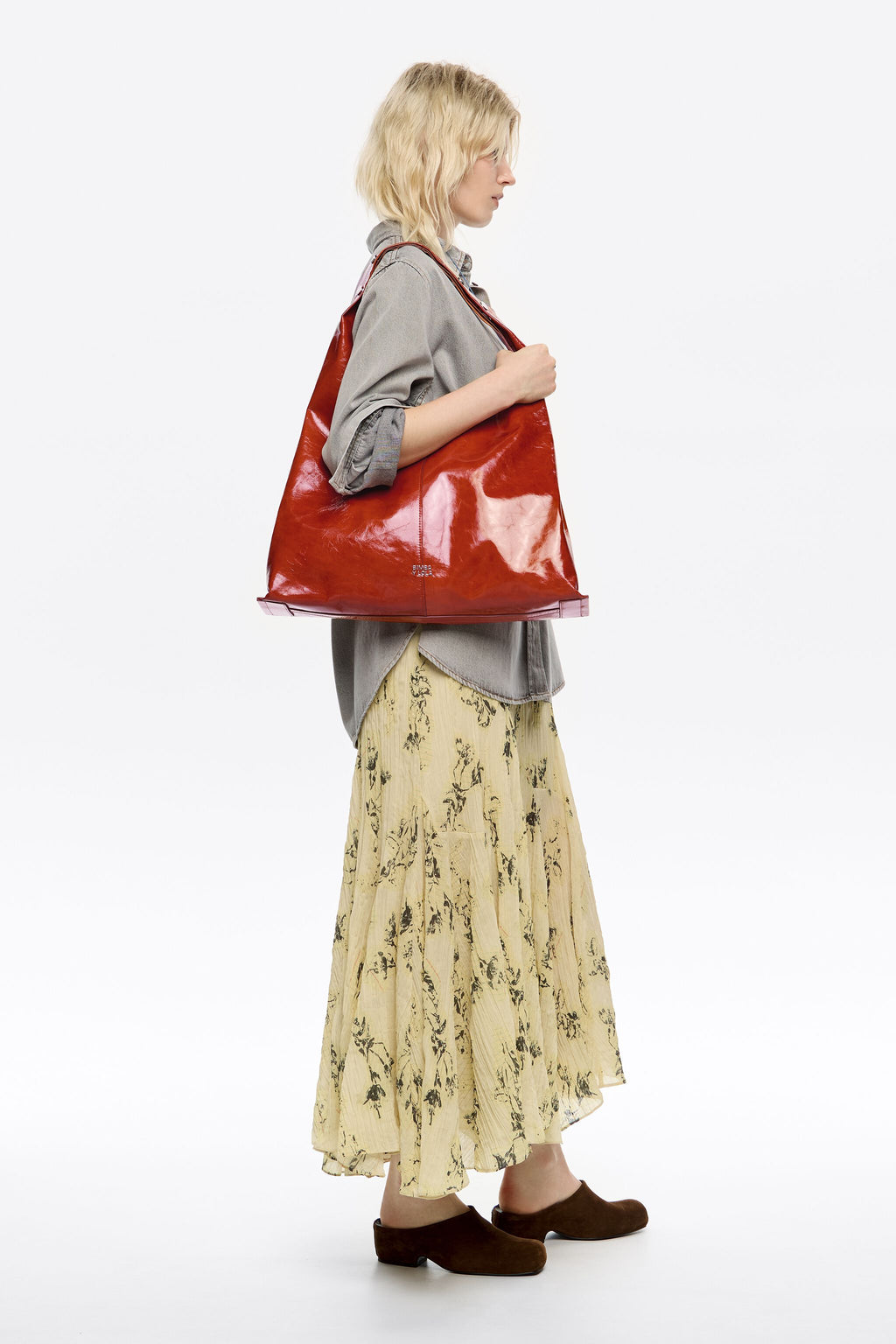 Maxi burnt orange leather Bikini Paper bag